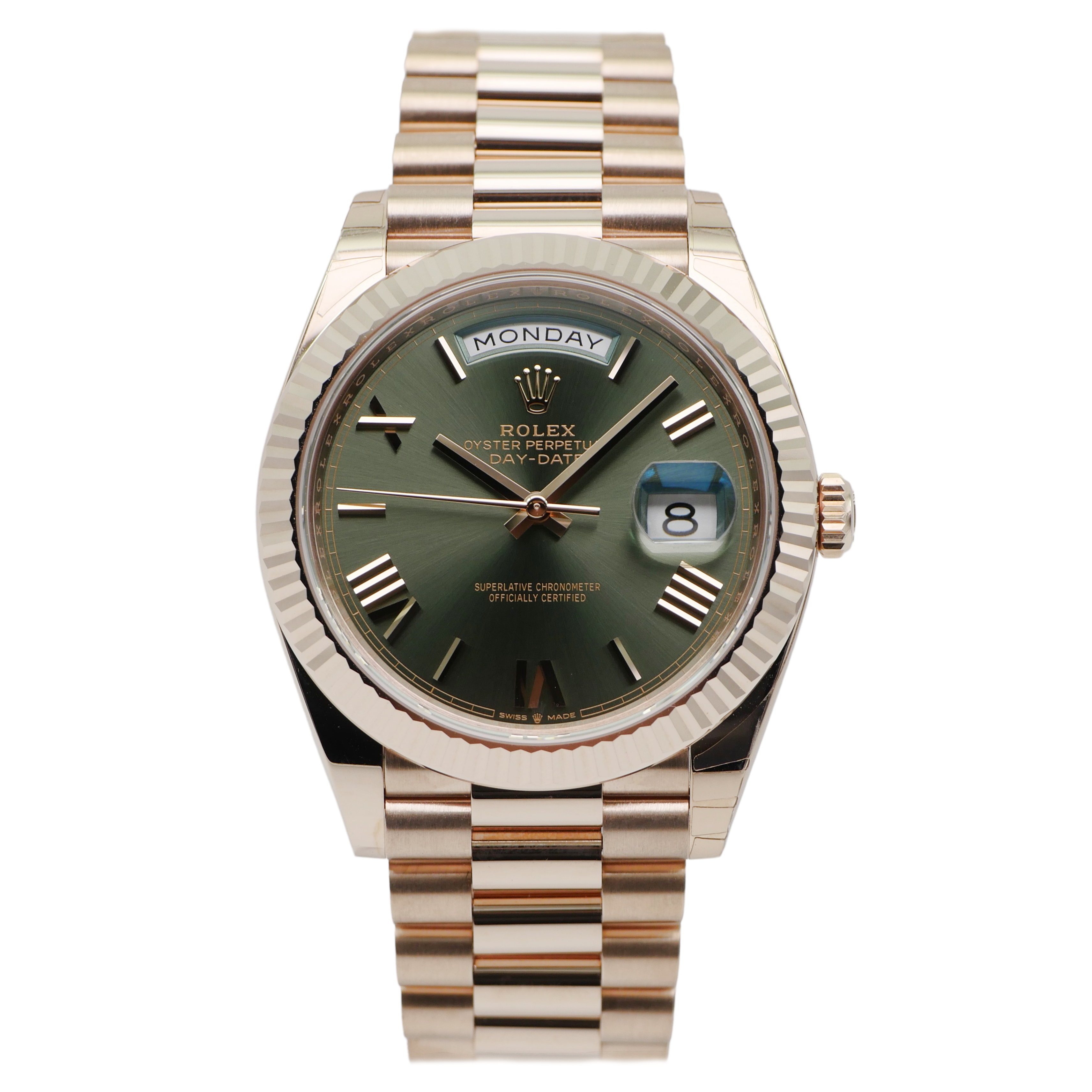 Rolex Day-Date 40 Roségold Olive Green Dial 228235 - 2026 Verklebt