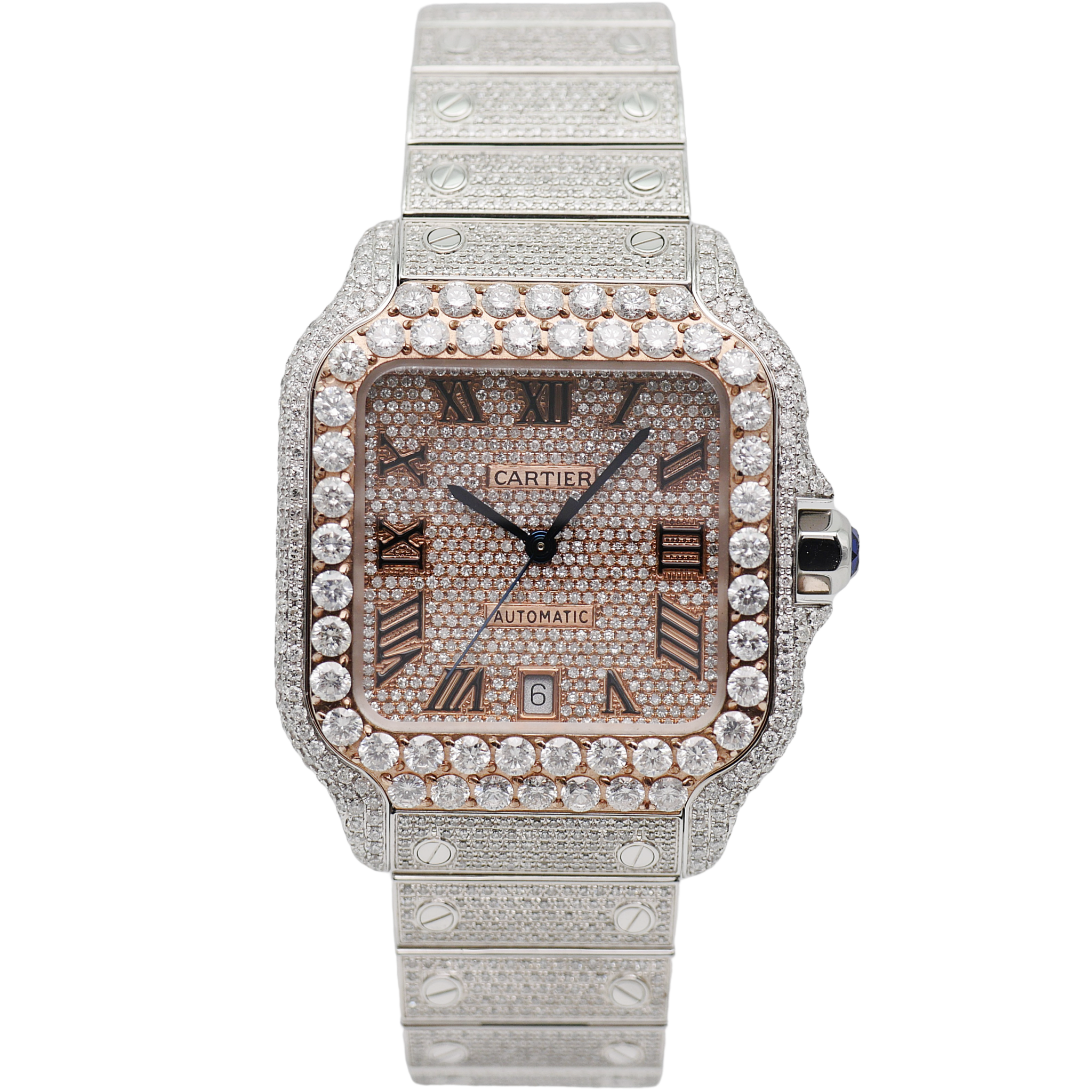 Cartier Santos Iced Out Steel / Rose Gold WSSA0009 - 2021 -
