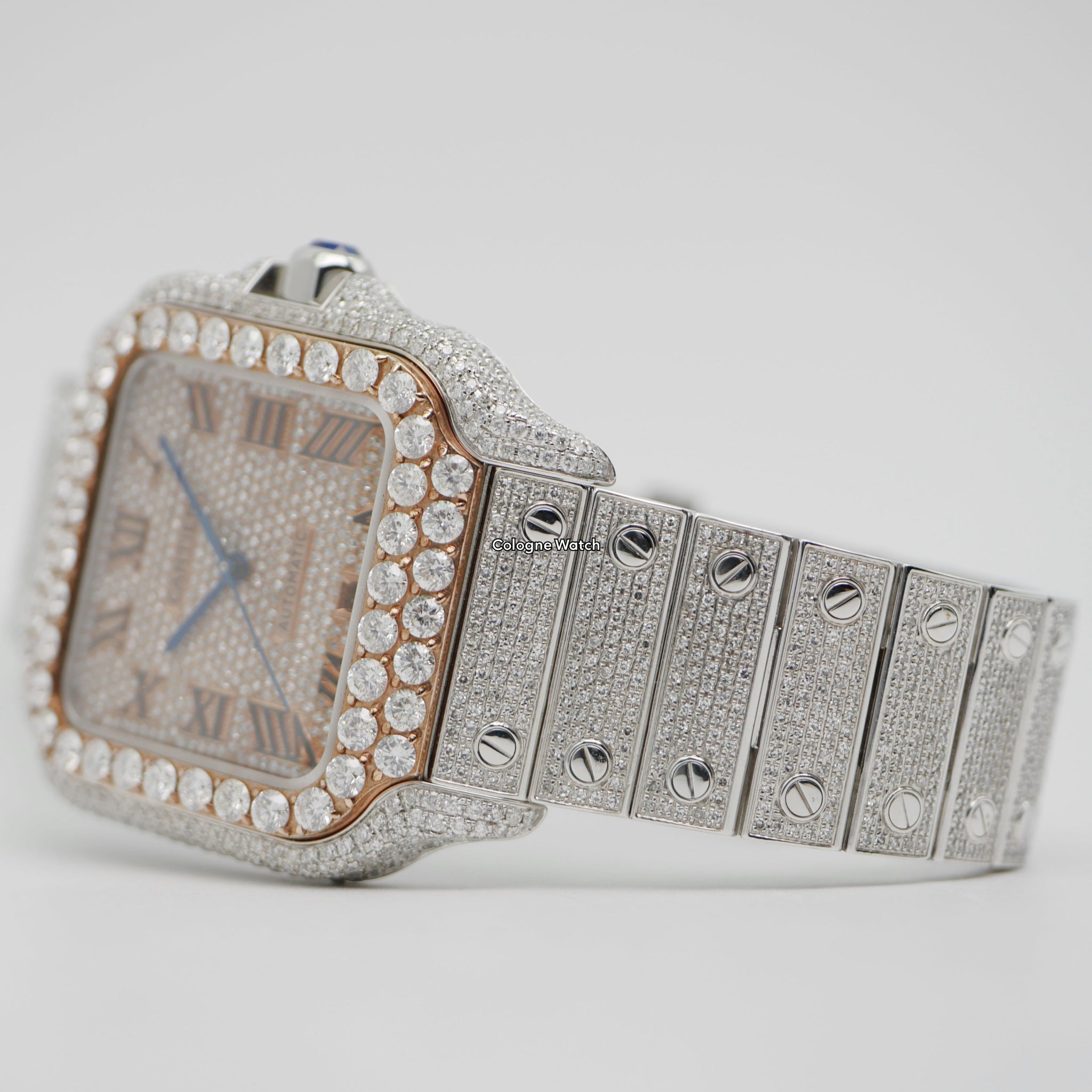 Cartier Santos Iced Out Steel / Rose Gold WSSA0009 - 2021 -
