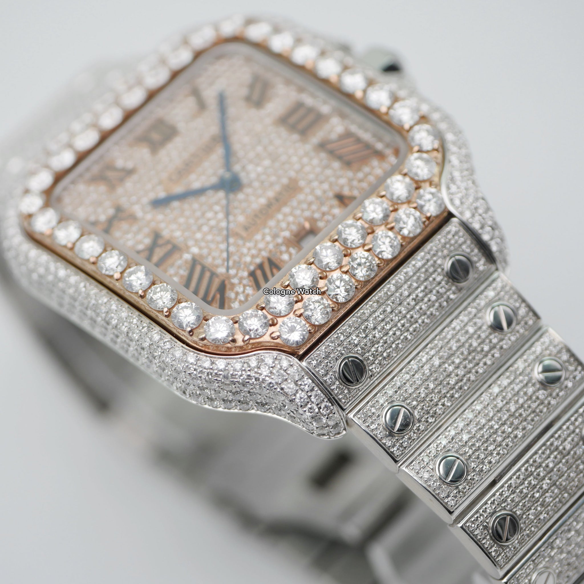 Cartier Santos Iced Out Steel / Rose Gold WSSA0009 - 2021 -