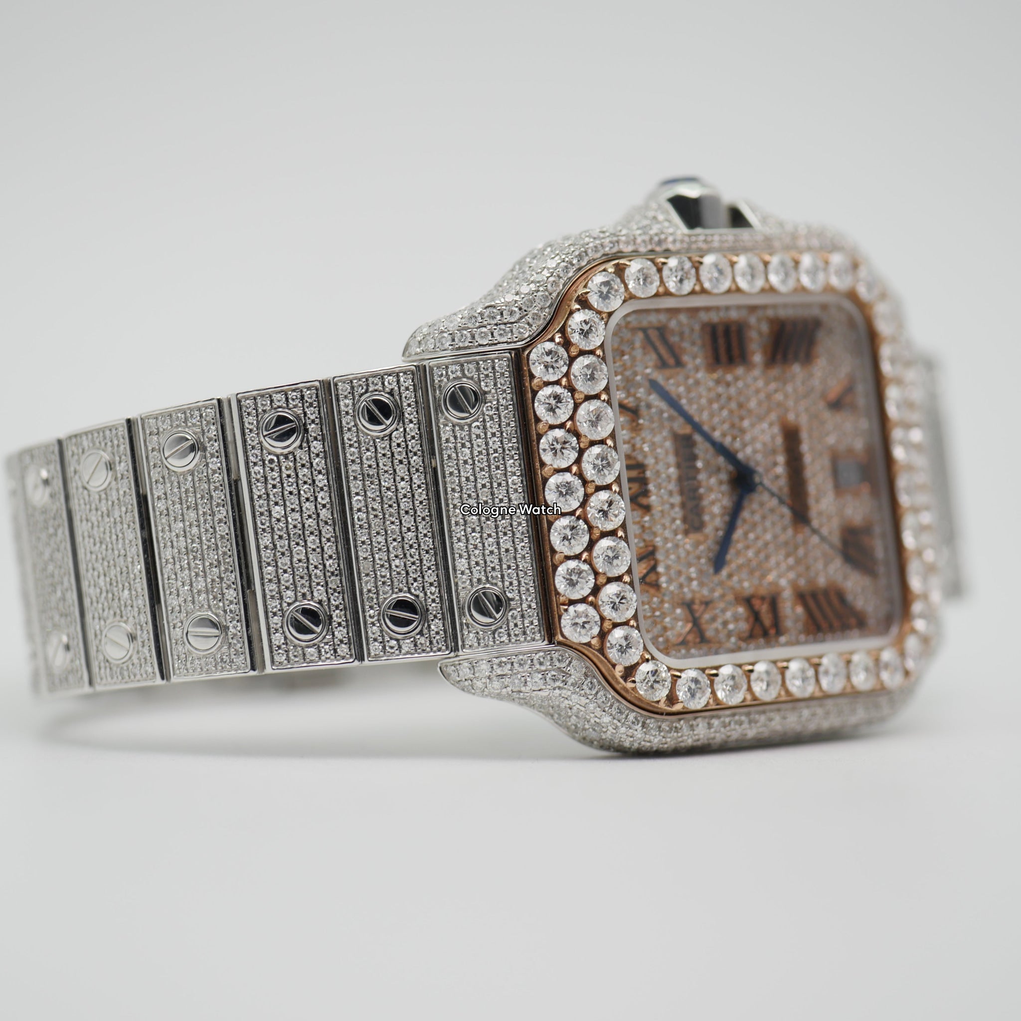 Cartier Santos Iced Out Steel / Rose Gold WSSA0009 - 2021 -