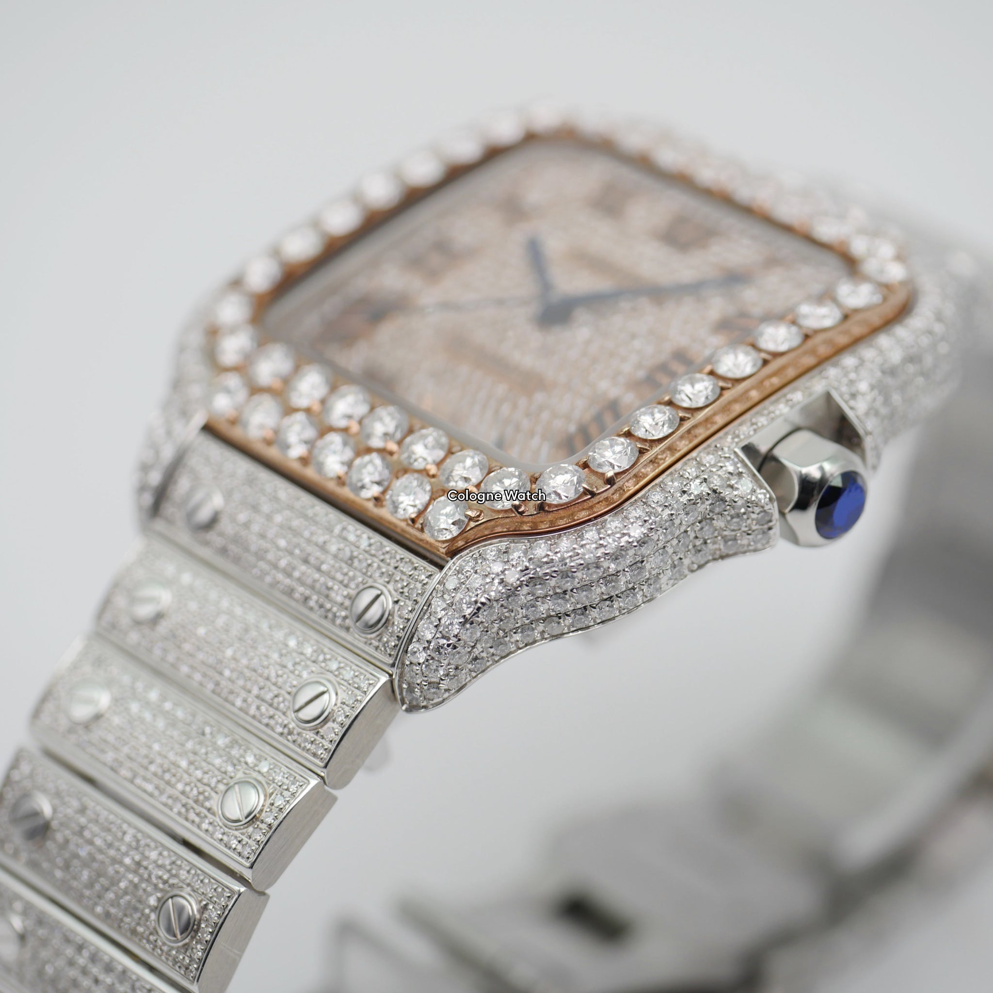 Cartier Santos Iced Out Steel / Rose Gold WSSA0009 - 2021 -