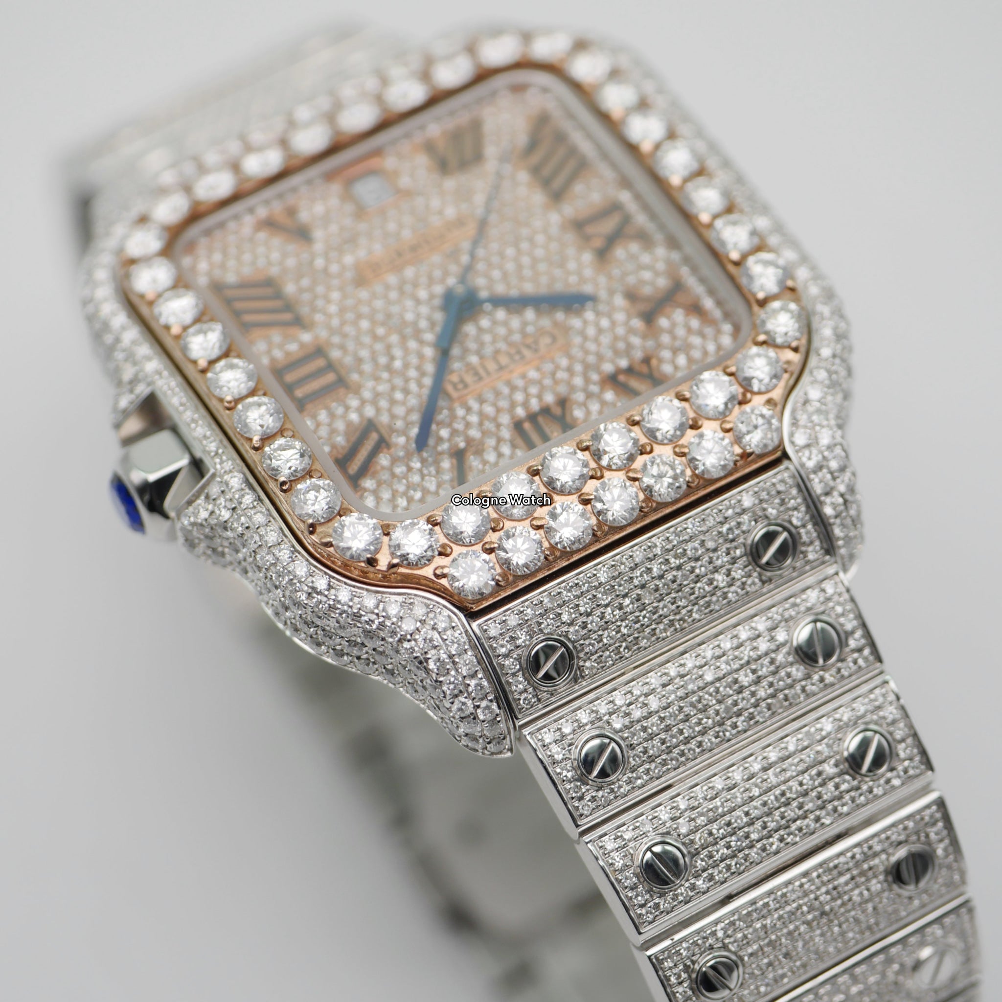 Cartier Santos Iced Out Steel / Rose Gold WSSA0009 - 2021 -