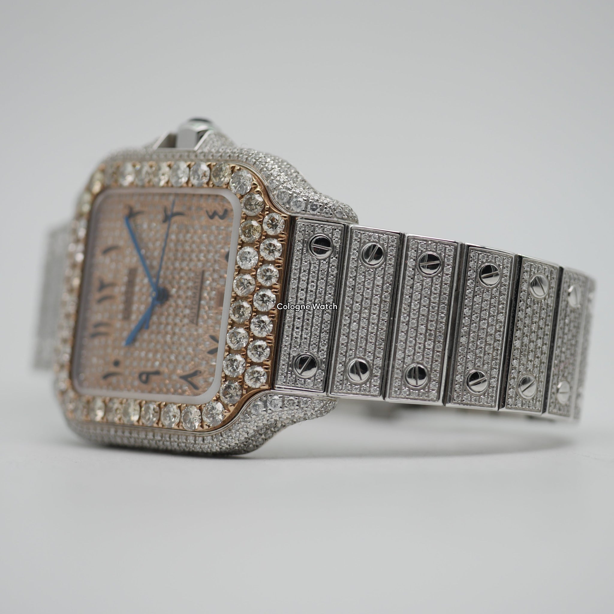 Cartier Santos Iced Out Stahl / Roségold WSSA0018 - 2021