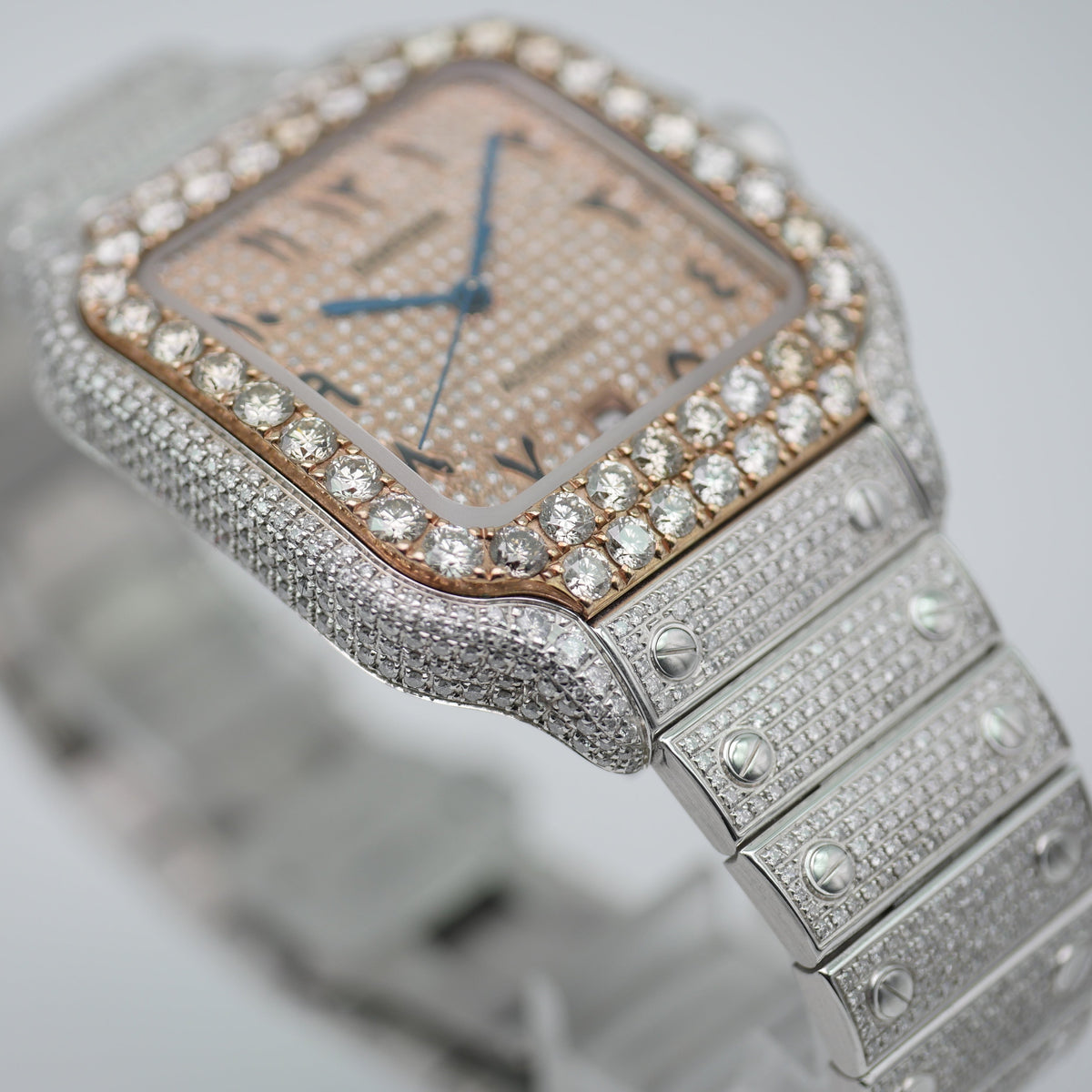 Cartier Santos Iced Out Steel / Rose Gold WSSA0018 - 2021