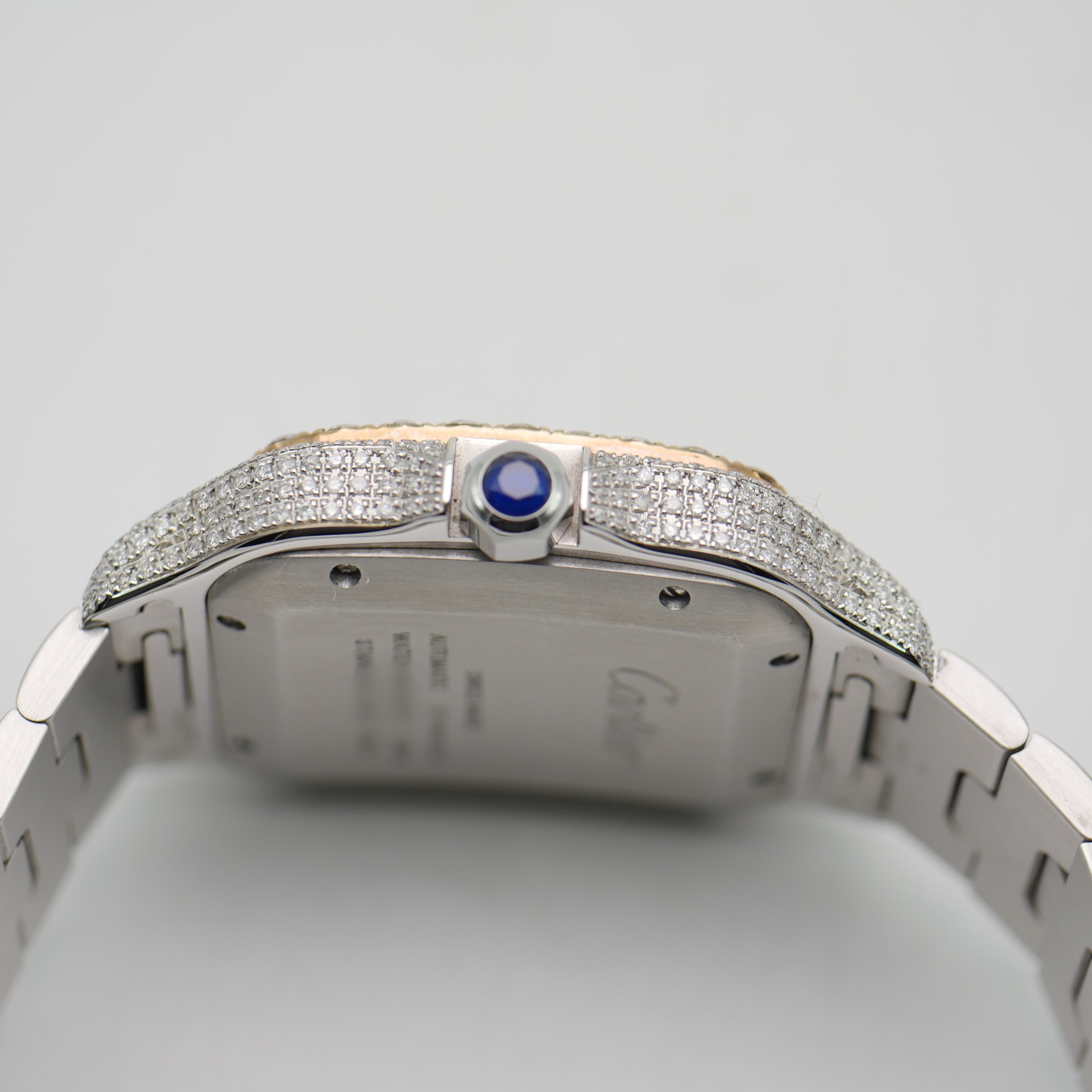 Cartier Santos Iced Out Stahl / Roségold WSSA0018 - 2021