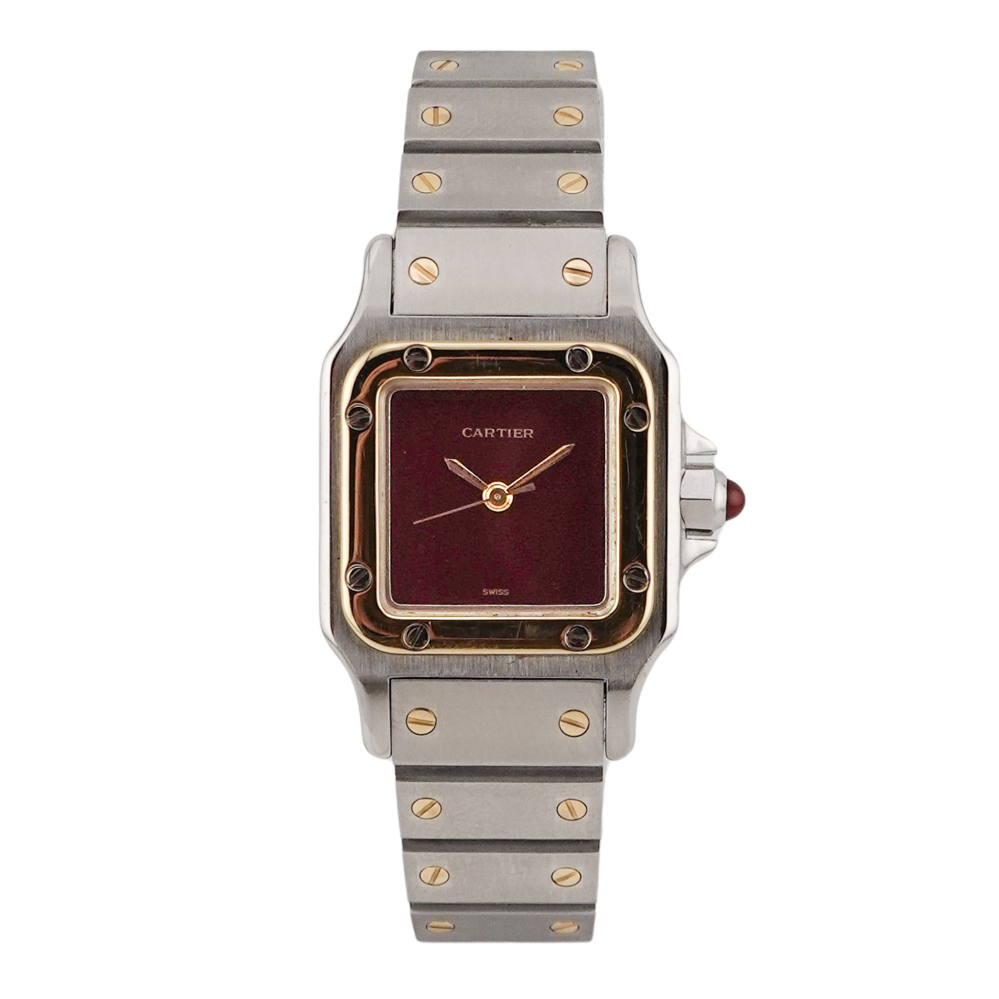 Cartier Santos Carree Lady Burgundy Stahl / Gold