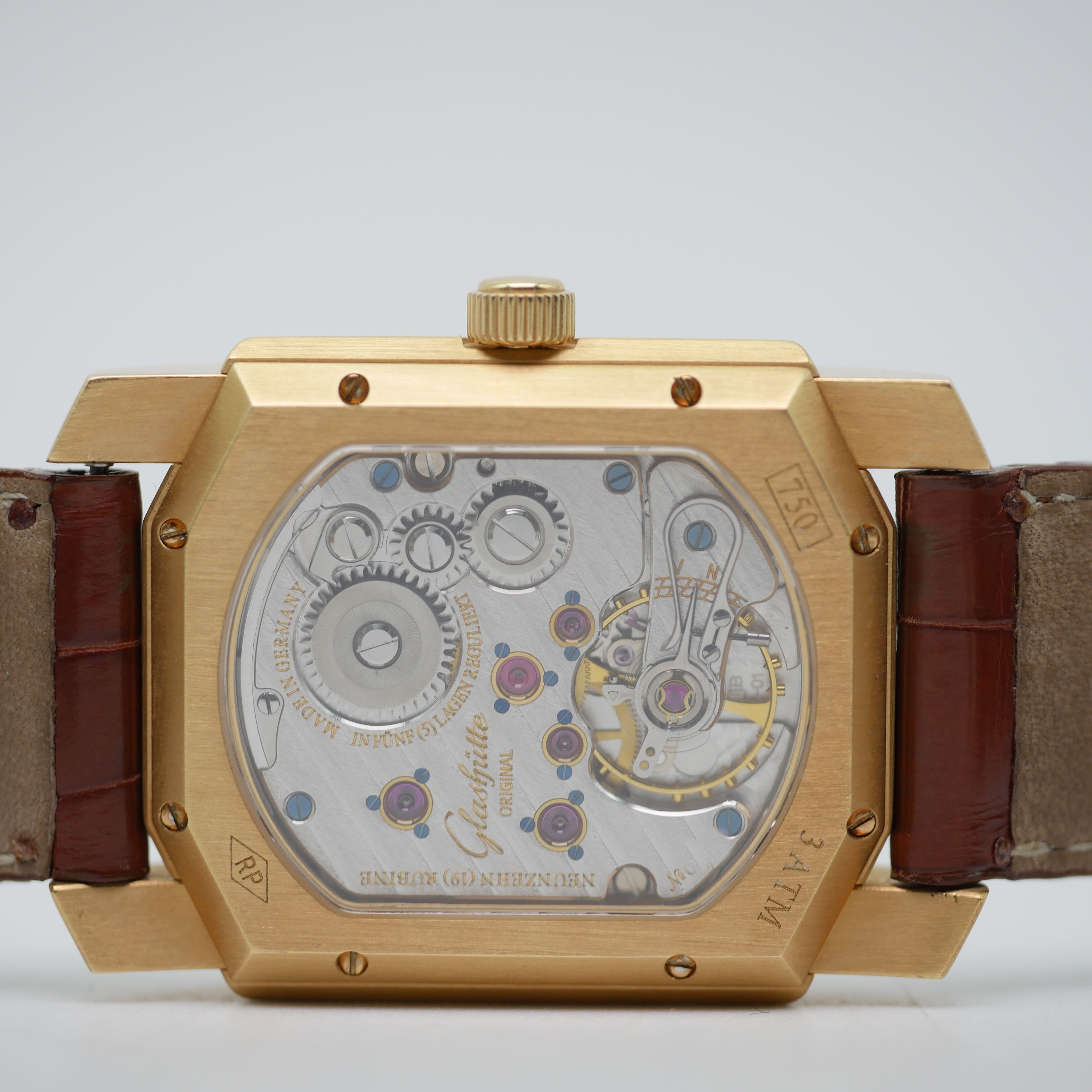 Glashütte Original Senator Karrée Ewiger Kalender Roségold 1845