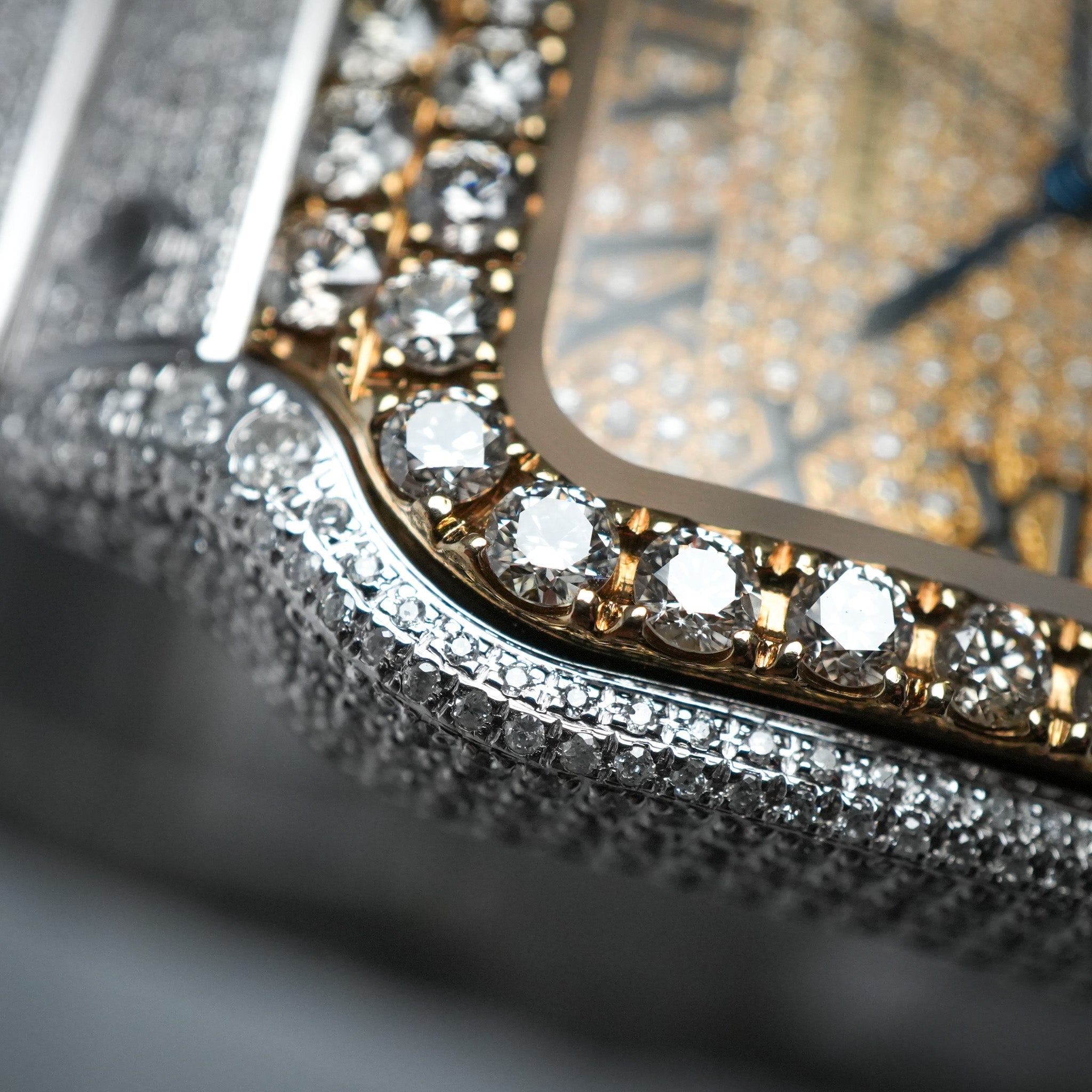 Cartier Santos Iced Out Stahl / Roségold WSSA0018