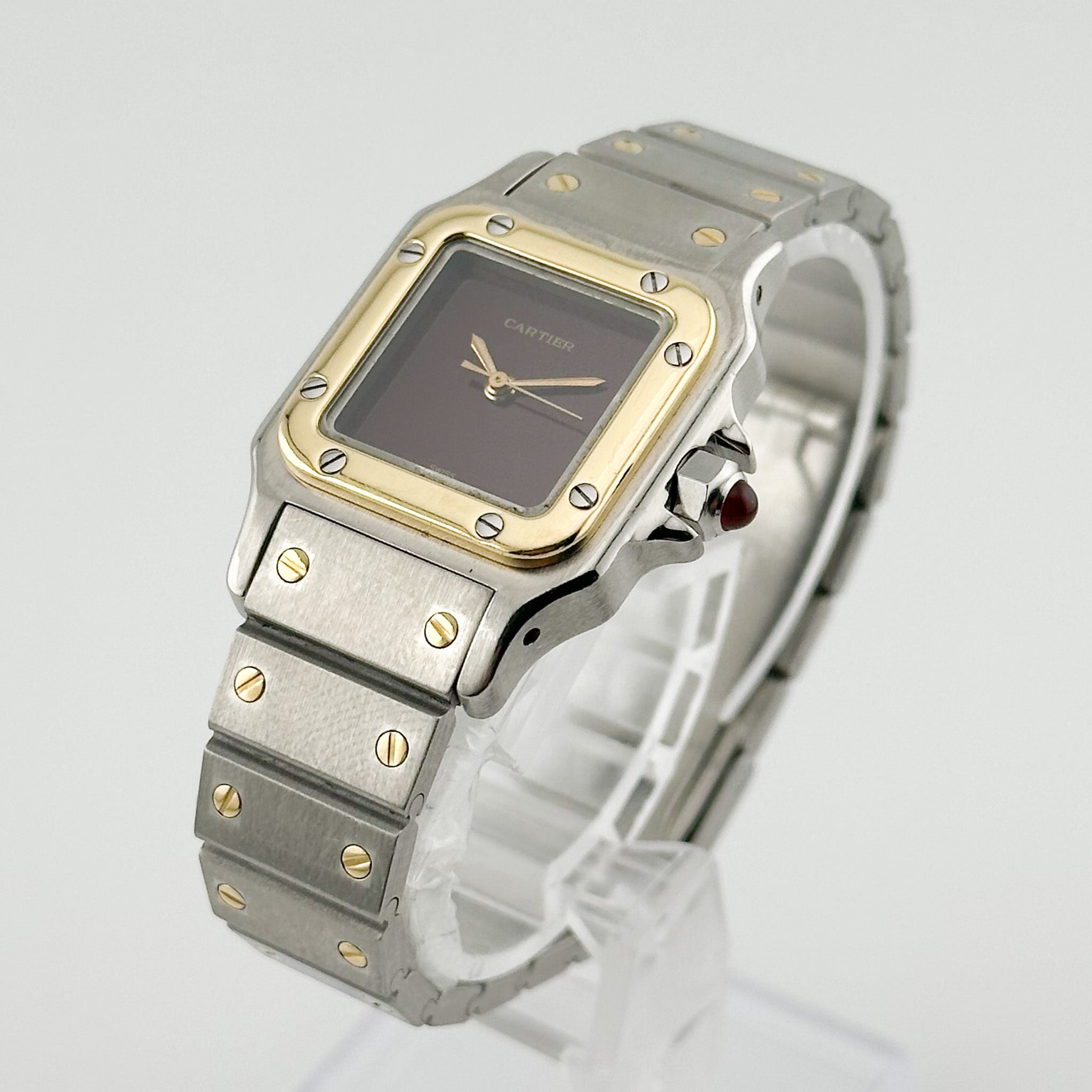 Cartier Santos Carree Lady Burgundy Stahl / Gold