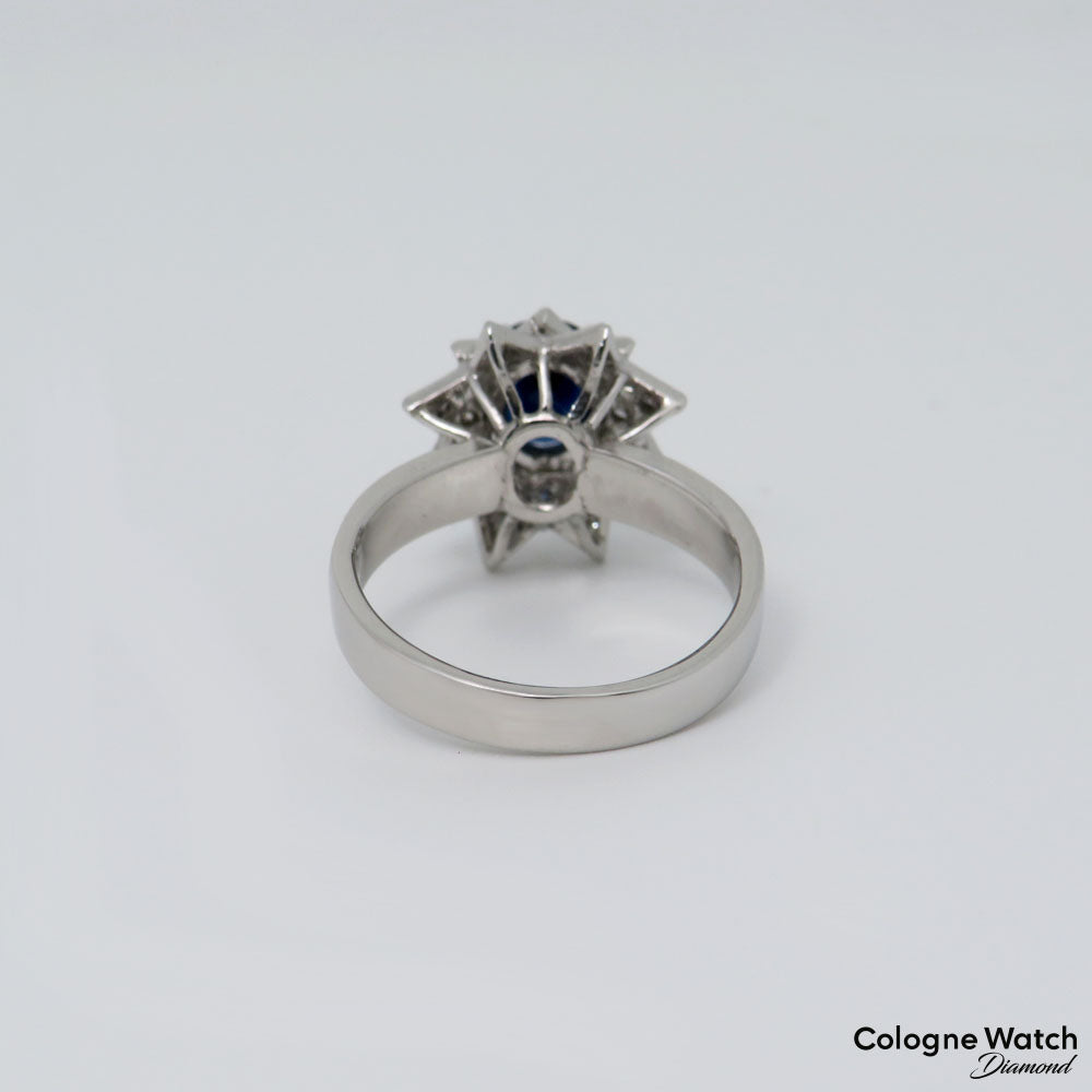 Ring mit ca. 0,16ct W-si Brillant + ca. 0,40ct Saphir in 750/18K Weißgold Gr. 51