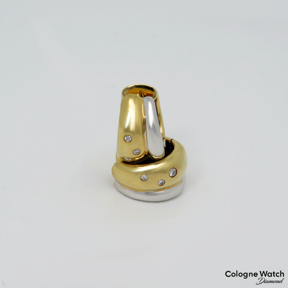 Creolen Ohrringe mit ca. 0,10ct W-si Brillant in 585/14K Weiß-/Gelbgold