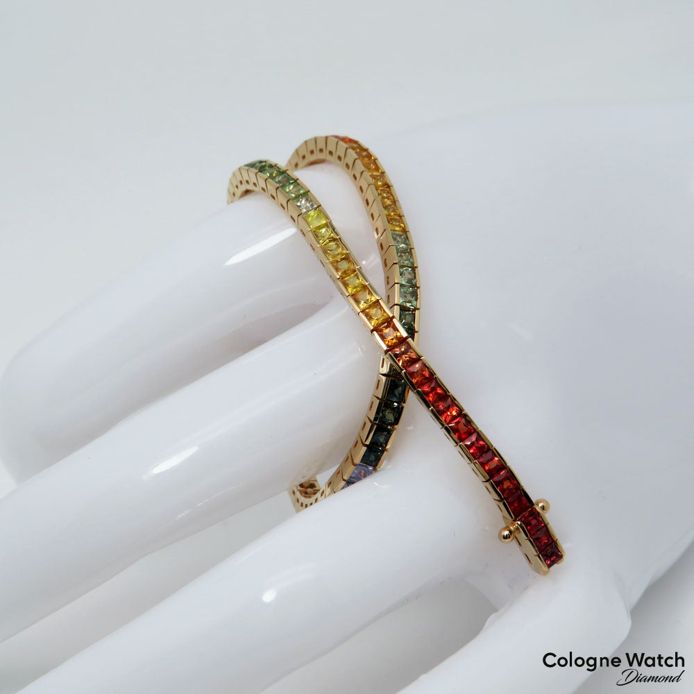 Armband Rainbow Tennisarmband mit 4,72ct Saphir in 750/18K Rosegold 20cm