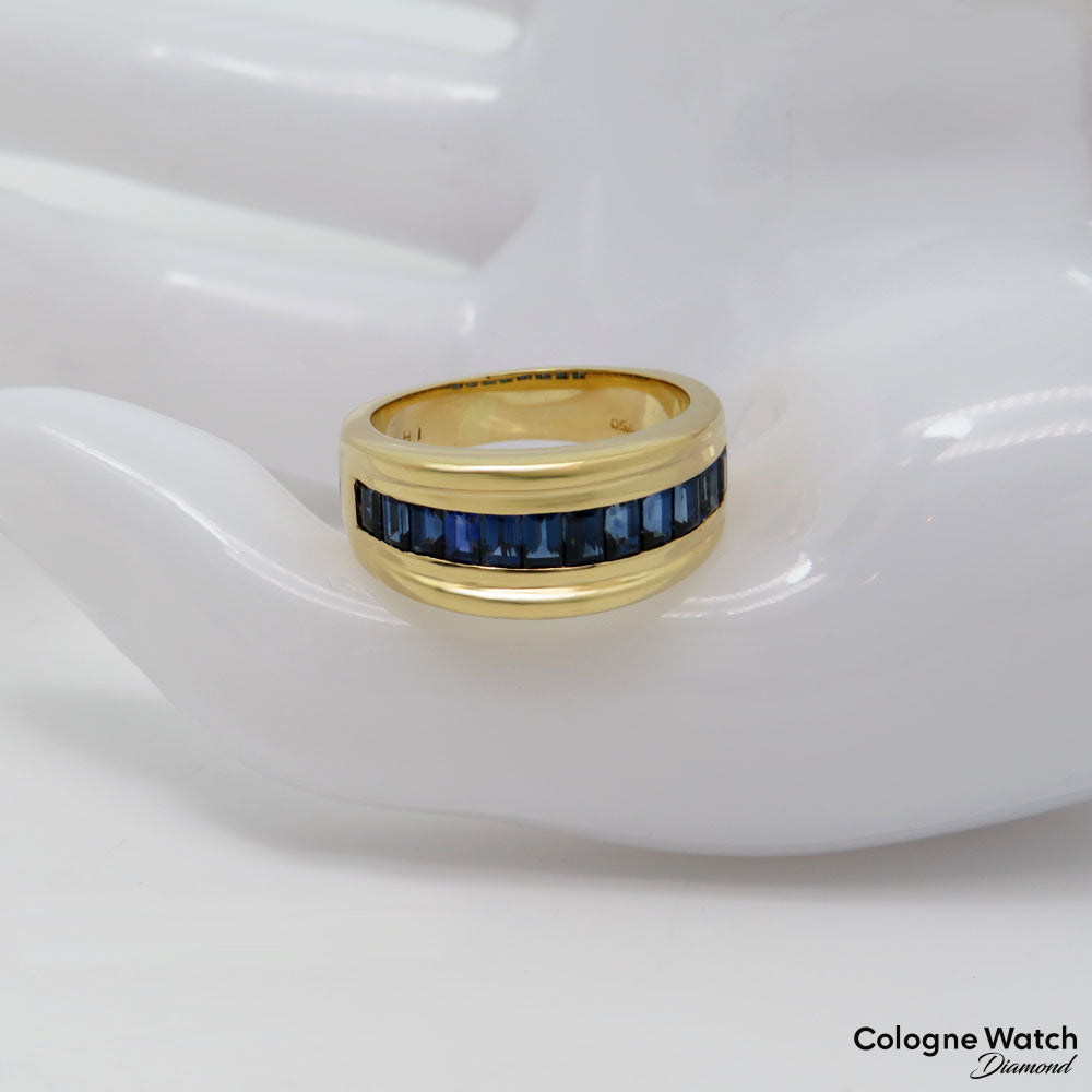 Ring Bandring mit ca. 1,20ct Saphir in 750/18K Gelbgold Gr. 52
