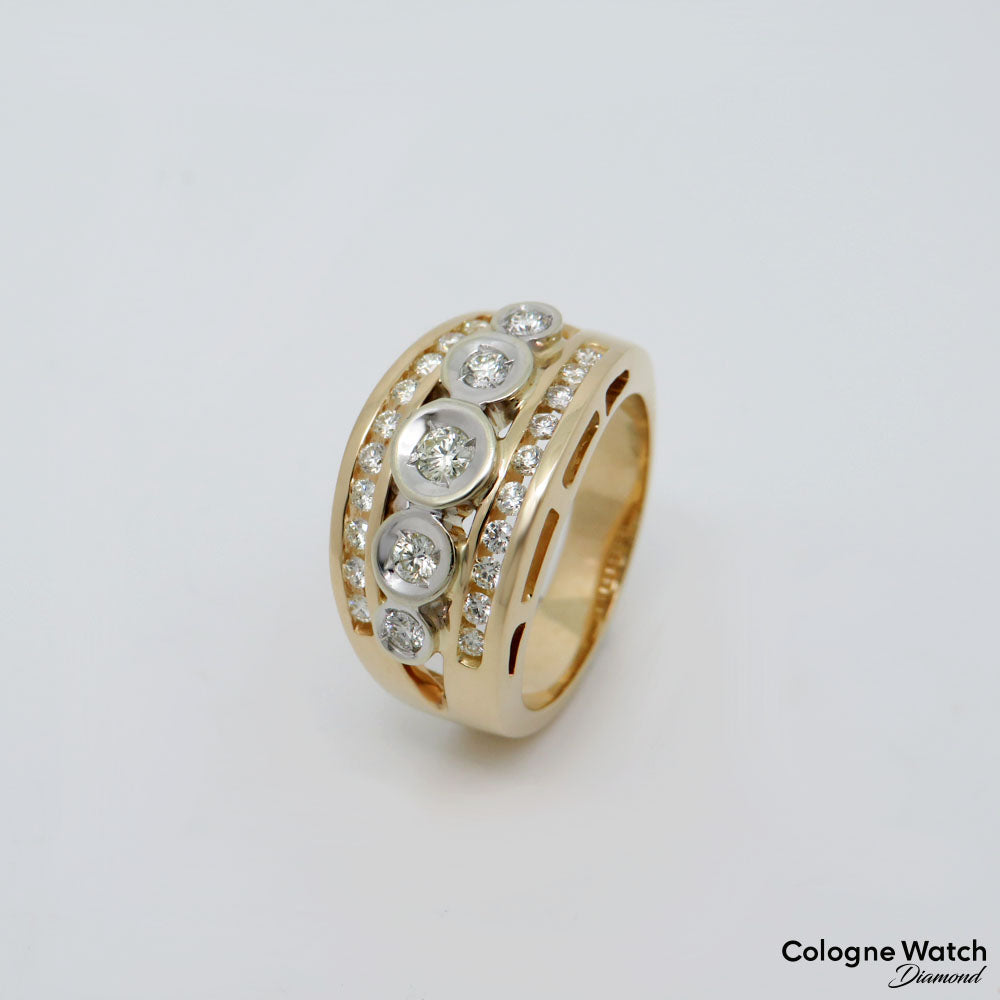 Ring mit ca. 0,54ct G-vsi Brillant in 585/14K Weiß-/Gelbgold Gr. 50