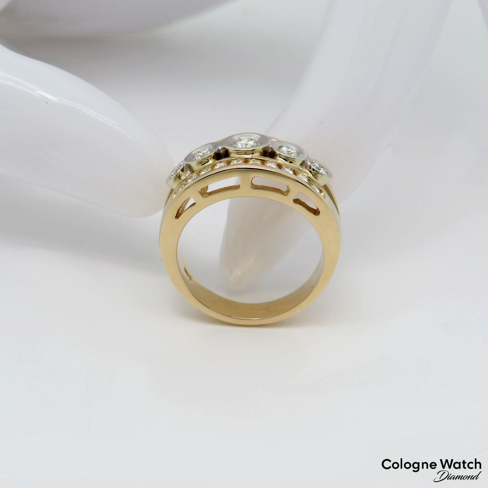 Ring mit ca. 0,54ct G-vsi Brillant in 585/14K Weiß-/Gelbgold Gr. 50