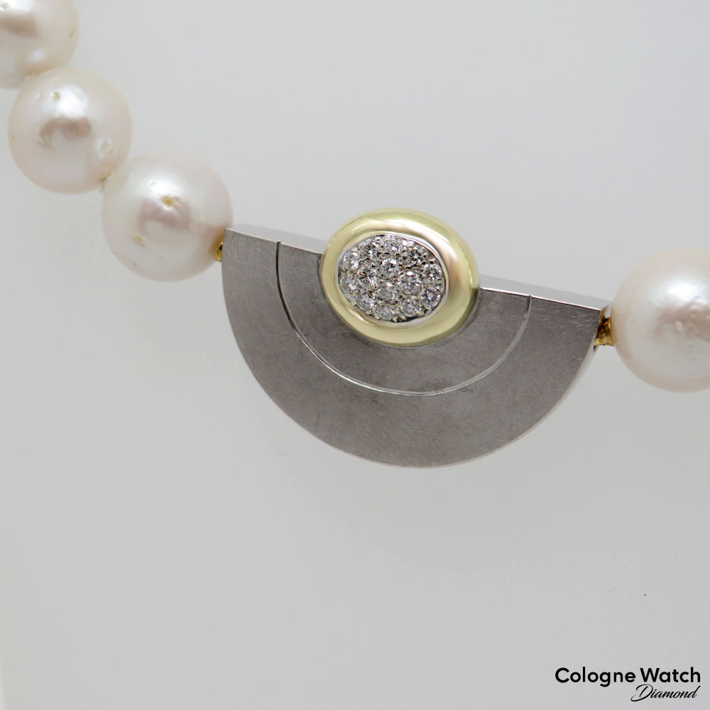 Collier Perlenkette ca. 0,50ct Brillant und Zuchtperlen an 750/18K Gold 45cm