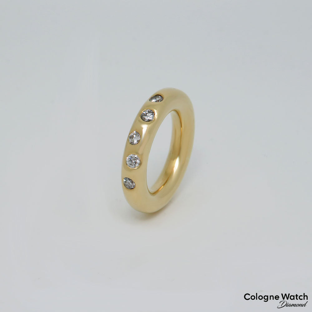 Ring Bandring mit 0,60ct W-si Brillant in 750/18K Gelbgold / Massiv Gr. 54