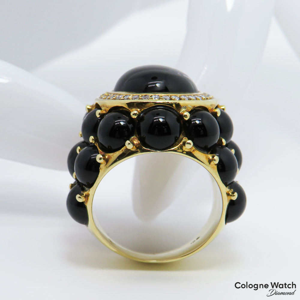 Ring mit Brillant und Onyx Besatz in 750/18K Gelbgold Gr. 50