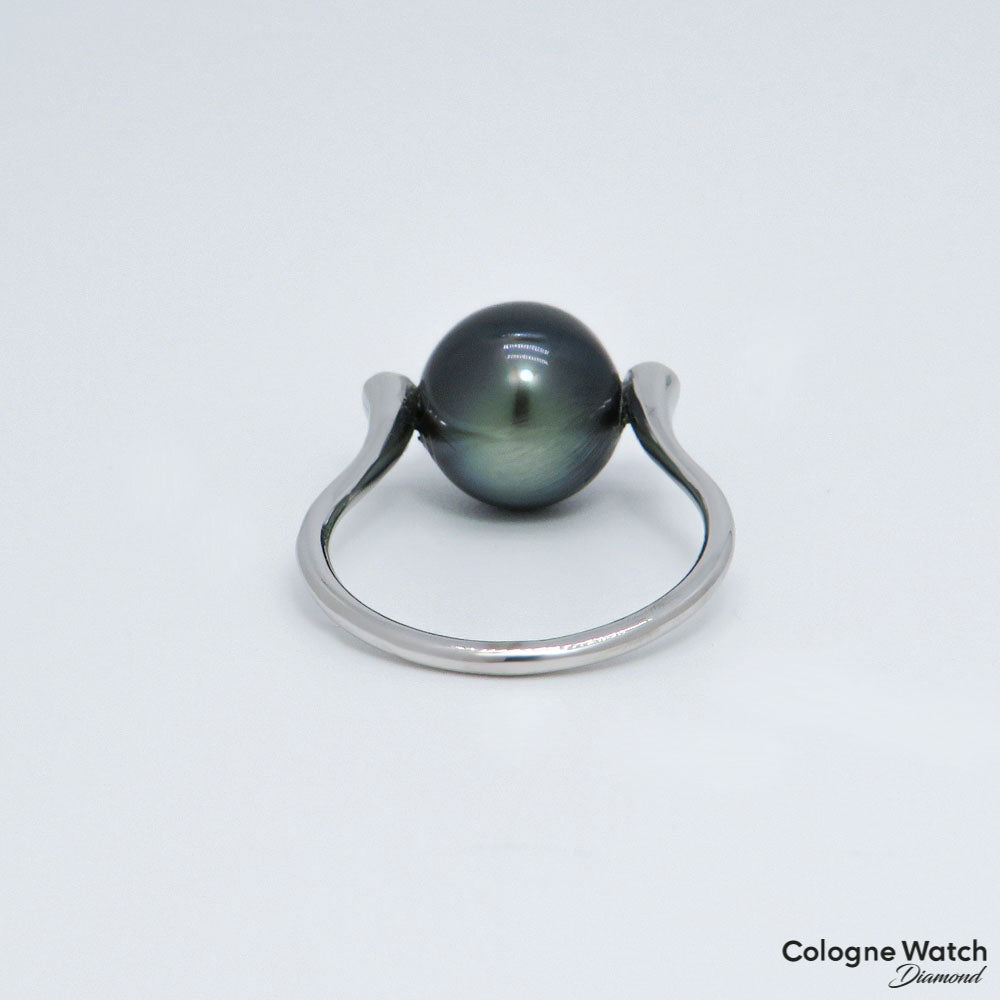 Ring mit Tahitiperle und 0,06ct W-si Brillant in 750/18K Weißgold Ø 9,8 mm / Gr. 53
