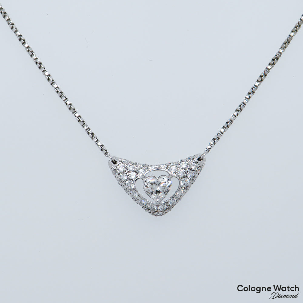 Collier mit 0,54ct G-vvsi2 Herz Diamant und 0,60ct Brillant in 900`er Platin Länge 45cm