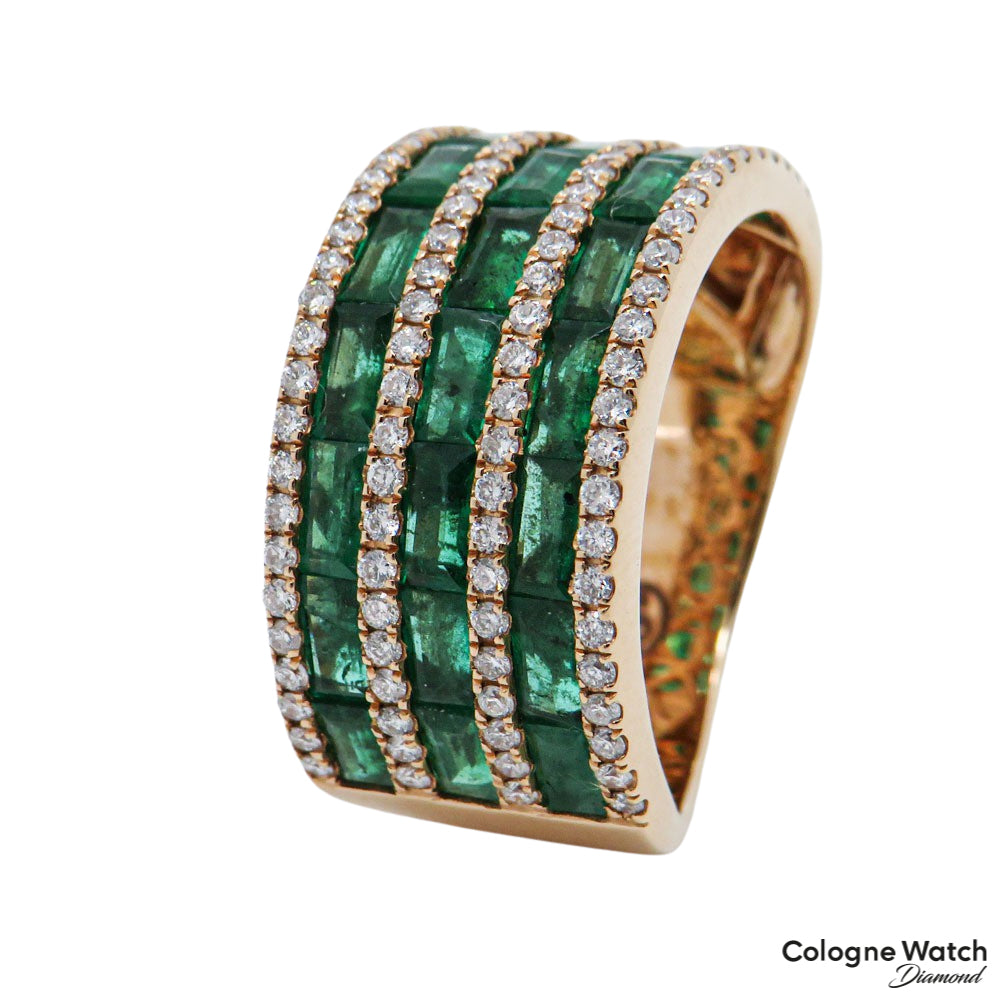 Ring mit 0,51ct H-si Brillant und 2,43ct Smaragd in 750/18K Rosegold Gr. 54