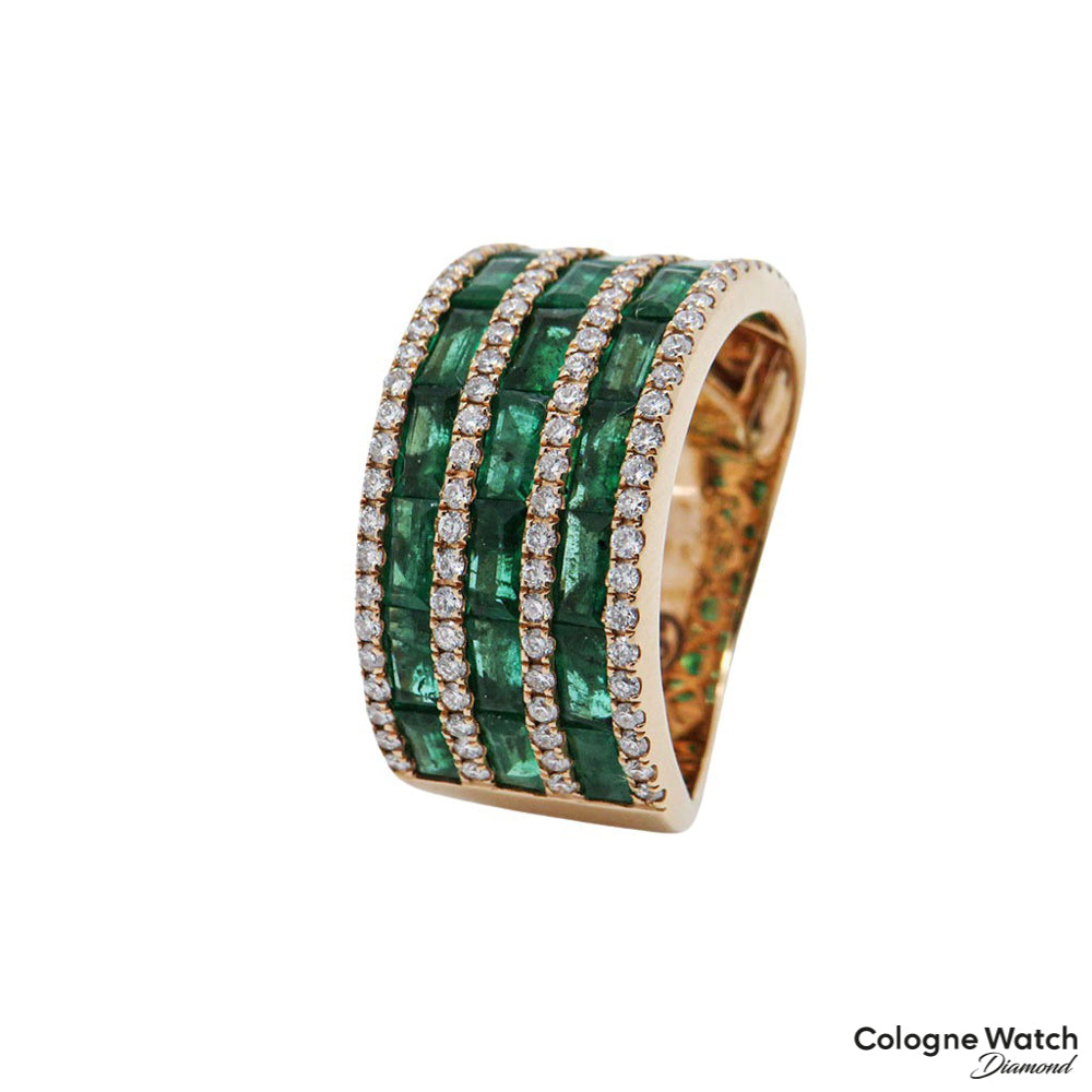 Ring mit 0,51ct H-si Brillant und 2,43ct Smaragd in 750/18K Rosegold Gr. 54