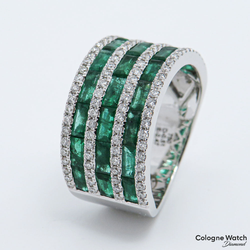 Ring mit 0,51ct H-si Brillant und 2,47ct Smaragd in 750/18K Weißgold Gr. 54