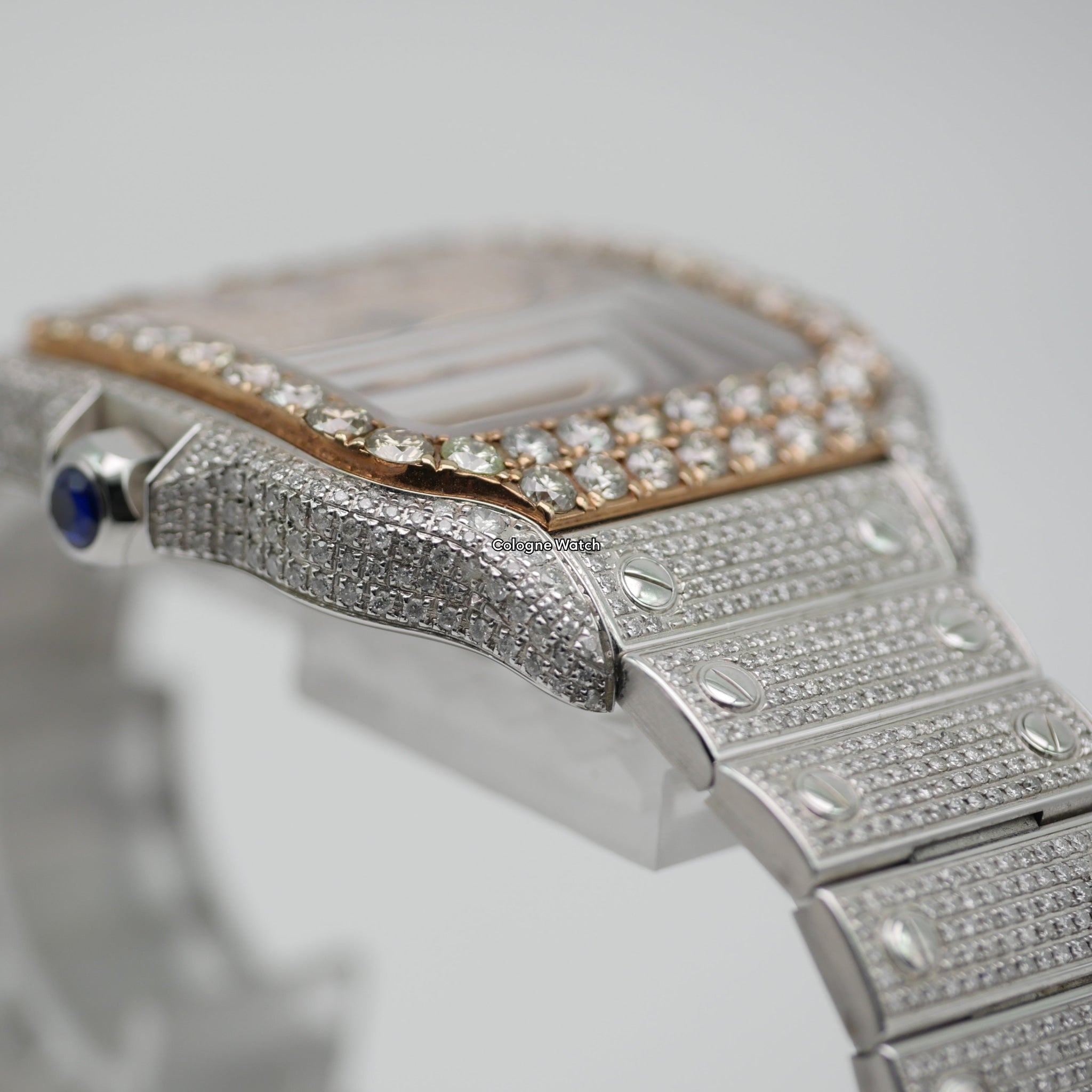 Cartier Santos Iced Out Stahl / Roségold WSSA0018 - 2021