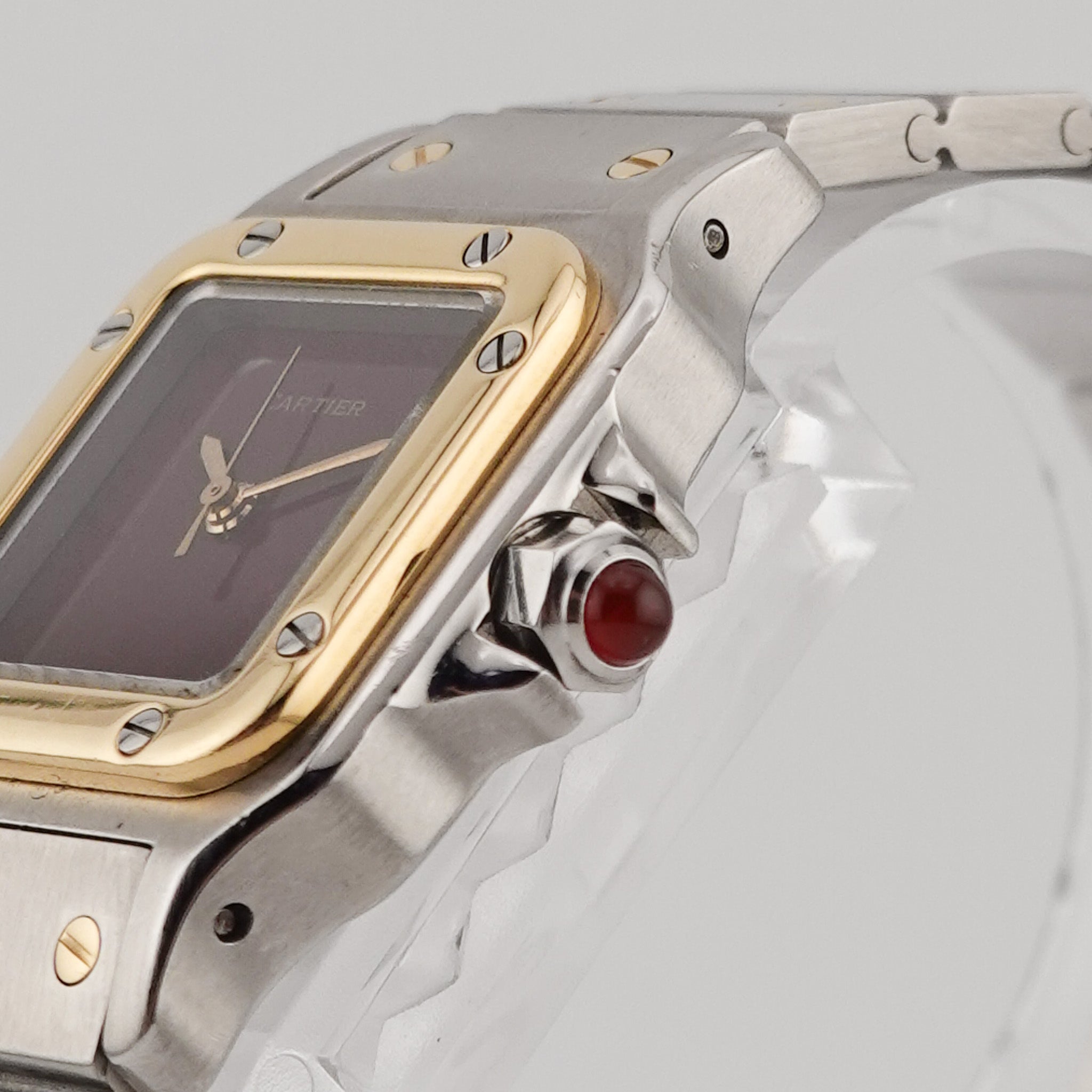 Cartier Santos Carree Lady Burgundy Stahl / Gold