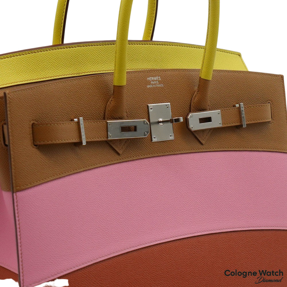 Hermes Sunrise Birkin Sellier Bag Multicolour Epsom with Palladium Hardware  35 For Sale at 1stDibs