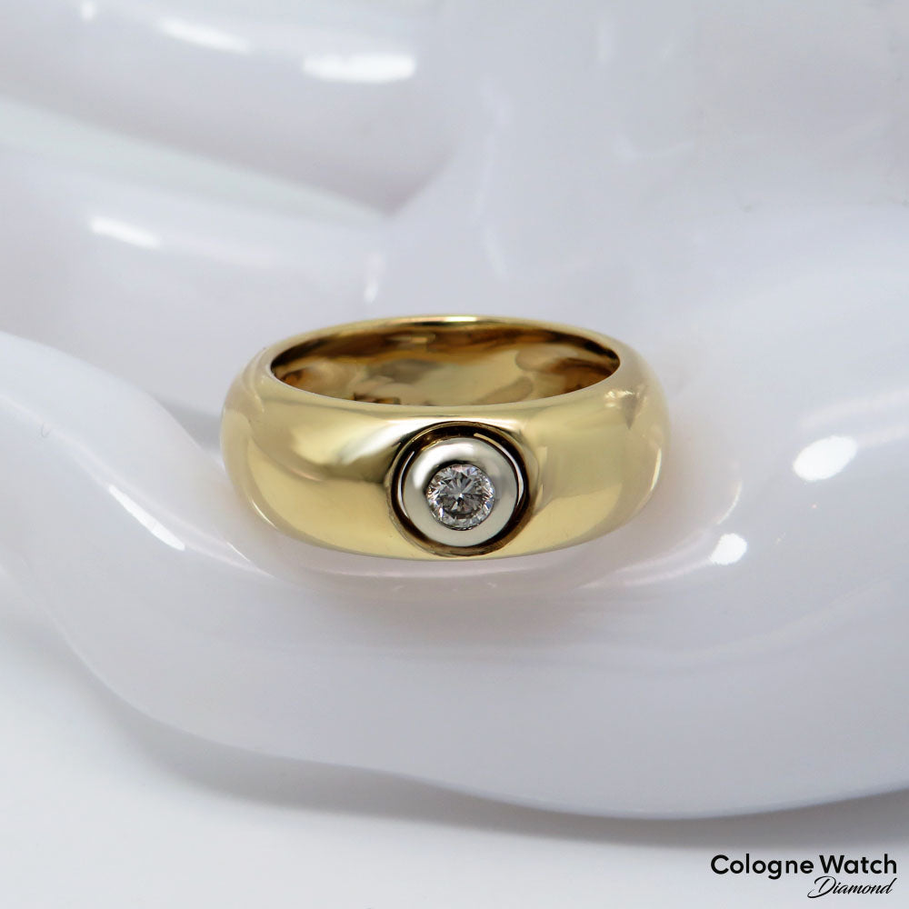 Ring Bandring mit ca. 0,15ct W-si Brillant in 585/14K Weiß-/Gelbgold Gr. 57