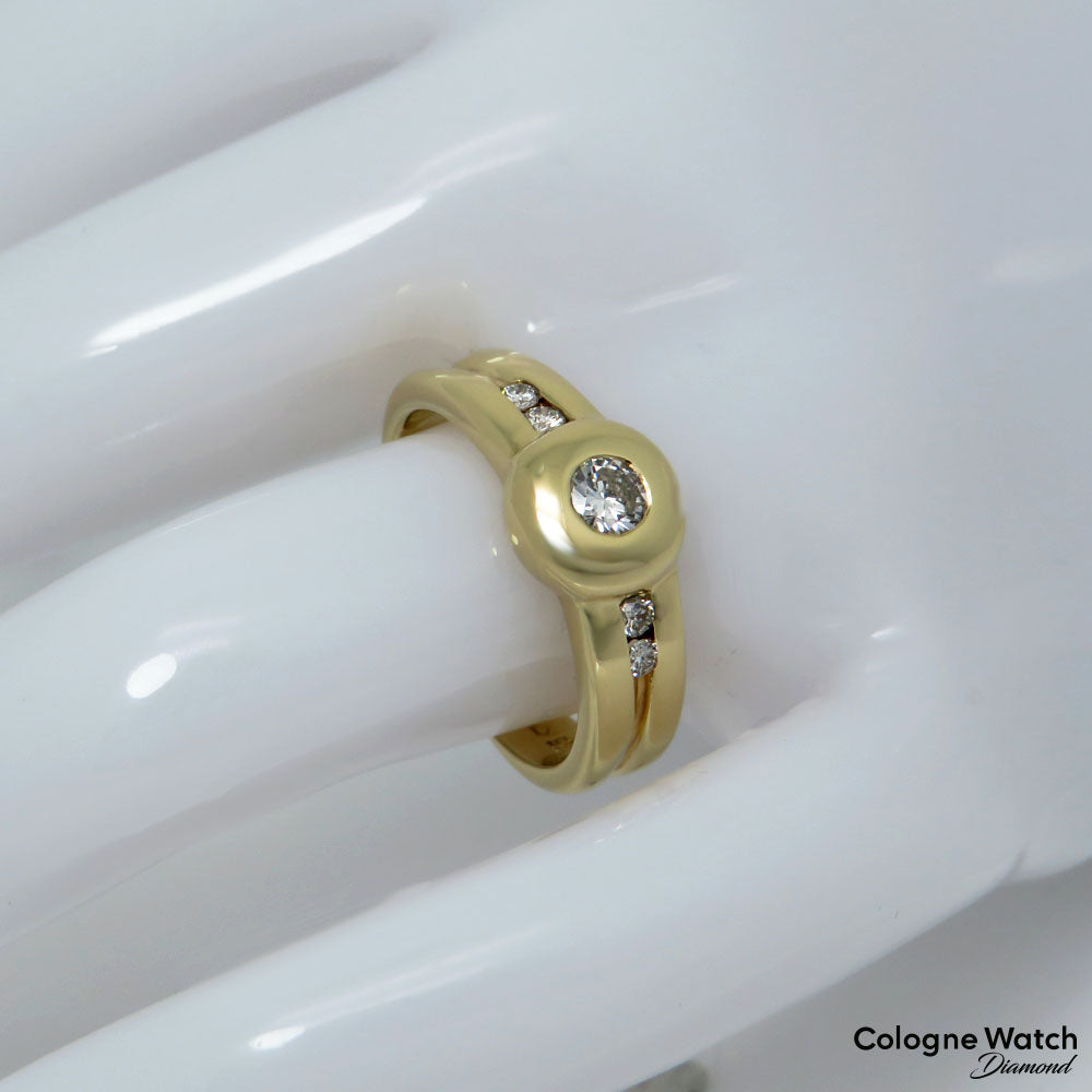 Ring Bandring mit ca. 0,20ct W-si Brillant in 585/14K Gelbgold Gr. 50
