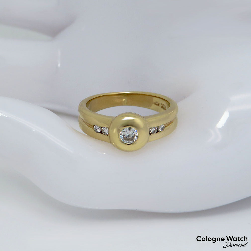 Ring Bandring mit ca. 0,20ct W-si Brillant in 585/14K Gelbgold Gr. 50