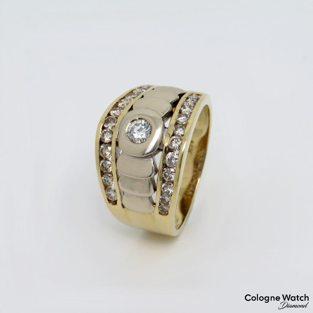 Ring mit ca. 0,80ct W-si Brillant in 585/14K Weiß-/Gelbgold Gr. 57