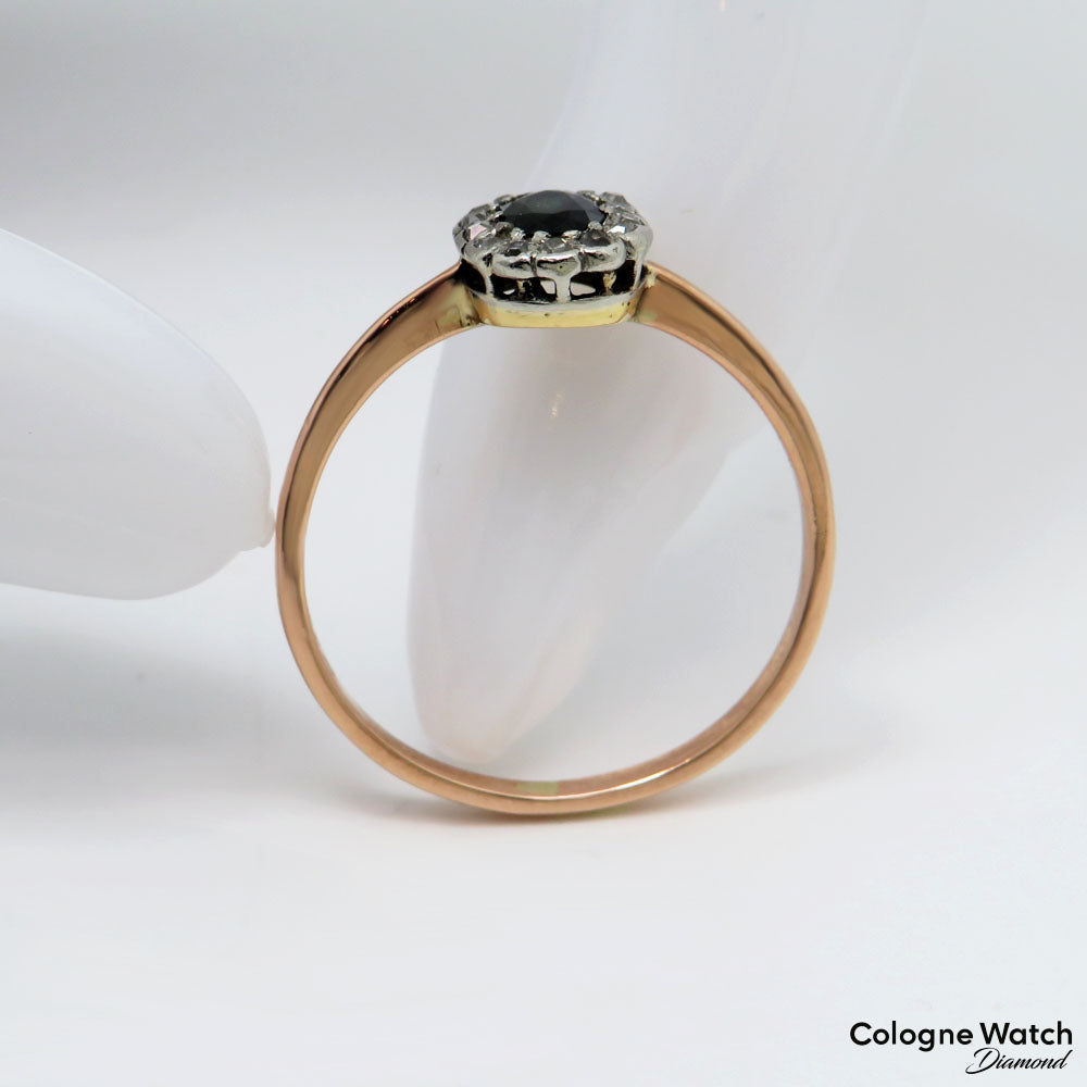 Vintage Ring mit ca. 0,28ct Diamant und Saphir in 585/14K Rosegold Gr. 58