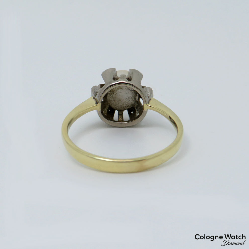 Ring mit Ø 5,5 mm Zuchtperle + ca. 0,12ct Diamant in 585/14K Weiß-/Gelbgold Gr. 52