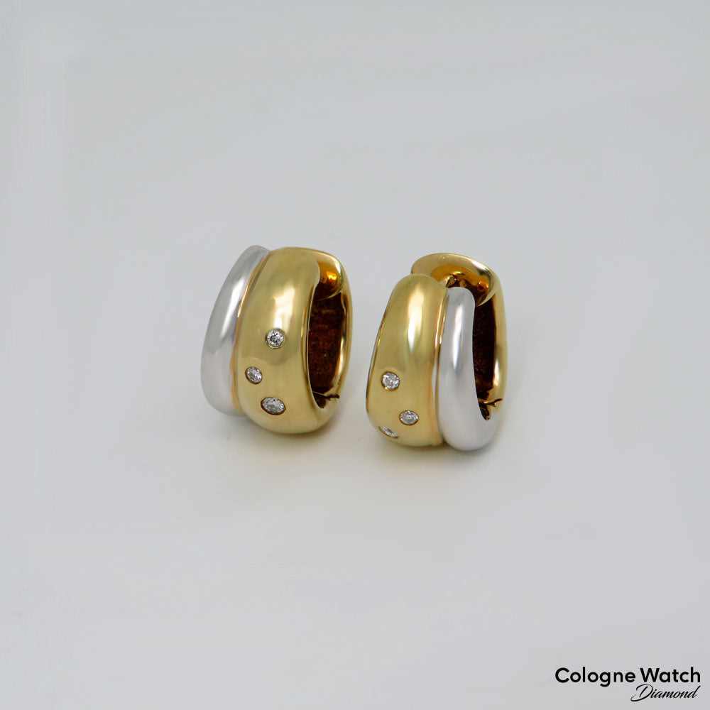 Creolen Ohrringe mit ca. 0,10ct W-si Brillant in 585/14K Weiß-/Gelbgold
