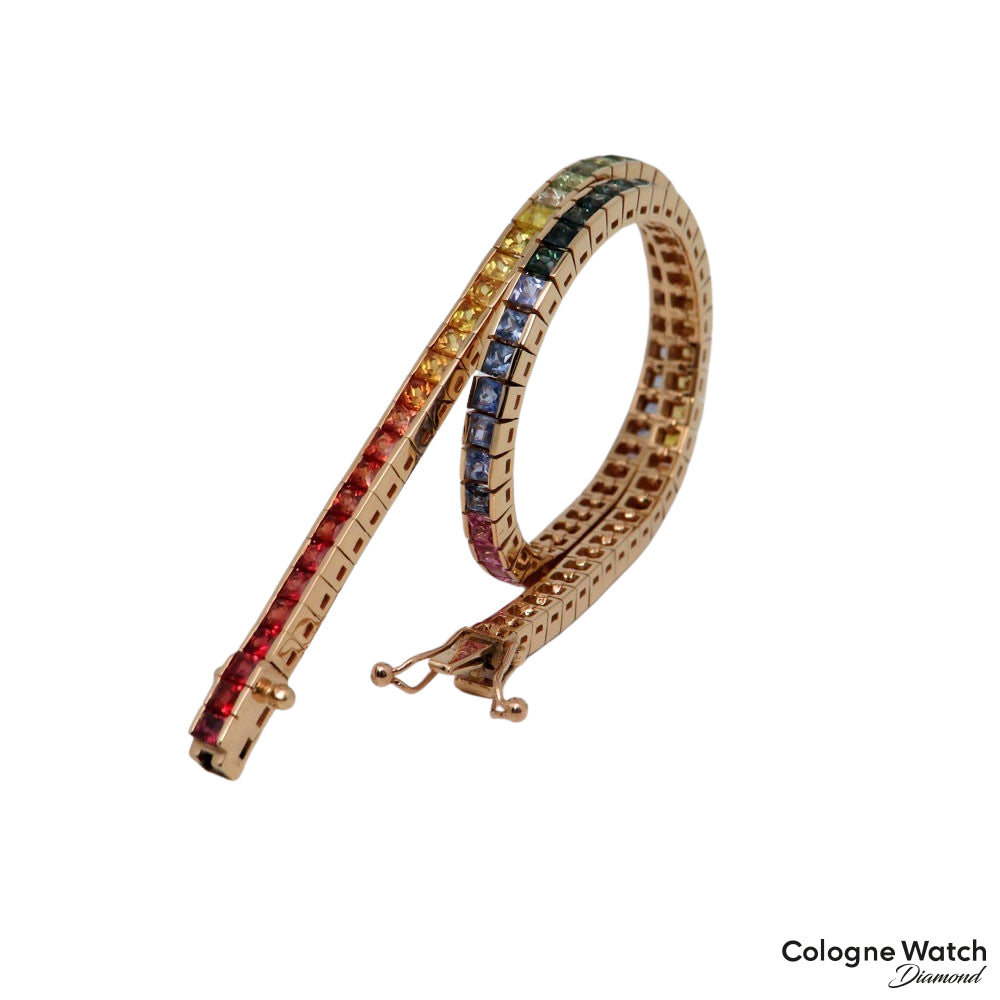 Armband Rainbow Tennisarmband mit 6,11ct Saphir in 750/18K Rosegold 20cm