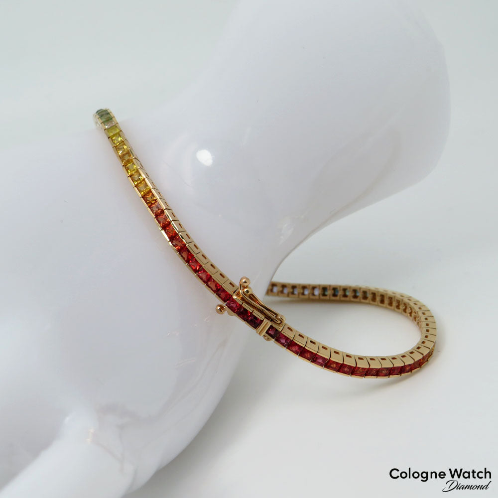 Armband Rainbow Tennisarmband mit 4,72ct Saphir in 750/18K Rosegold 20cm