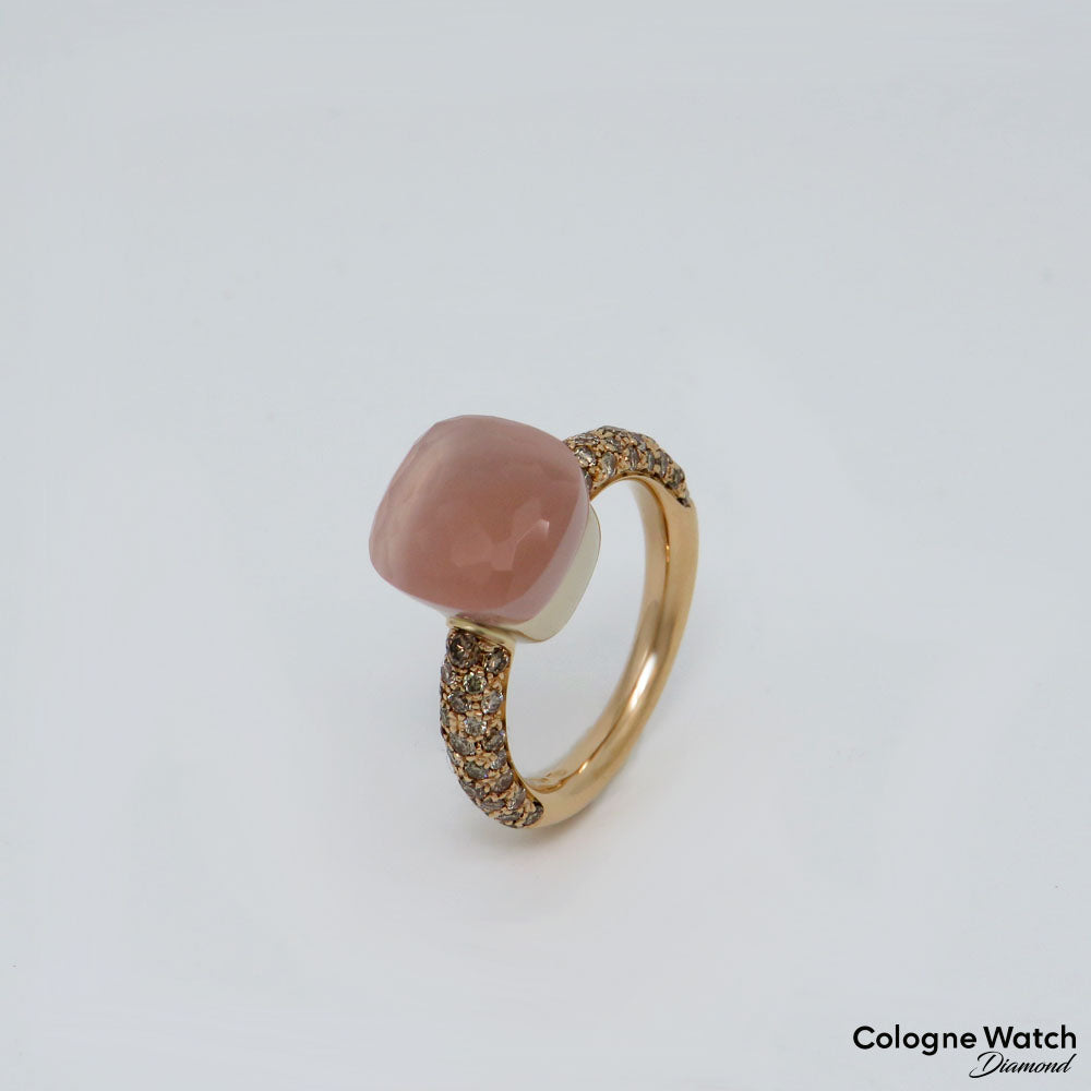 Pomellato Nudo Ring mit Diamant und Rosenquarz Besatz in 750/18K Rosegold UVP.: 4.000,-€