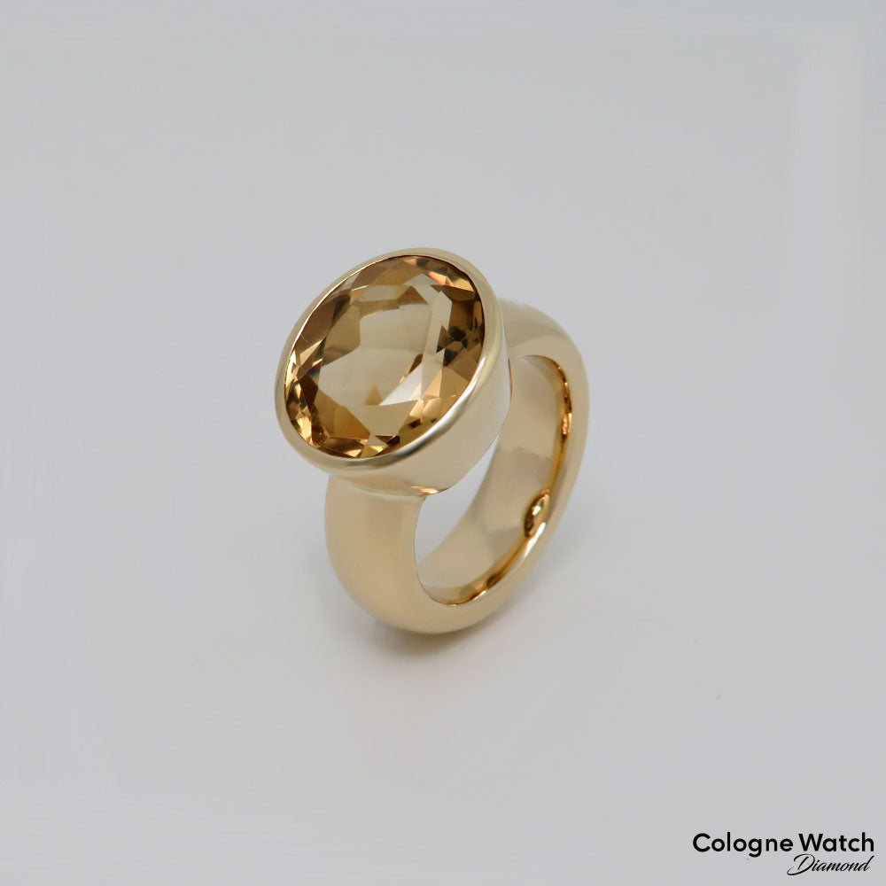 Ring mit Citrin Besatz in 585/14K Gelbgold Gr. 54