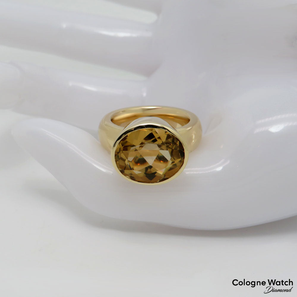 Ring mit Citrin Besatz in 585/14K Gelbgold Gr. 54