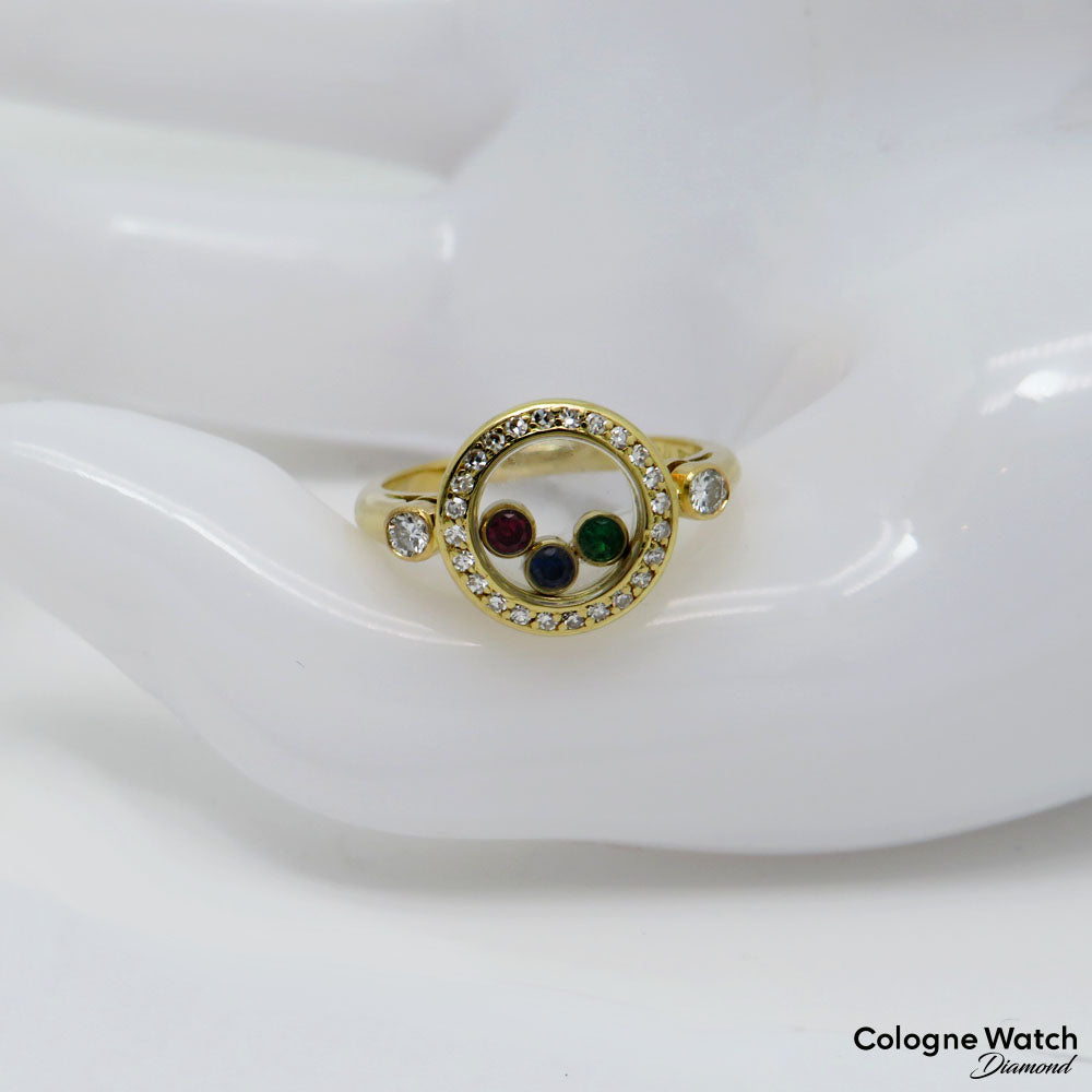 Chopard Happy Diamond Ring mit Brillant, Smaragd, Saphir, Rubin 750/18K Gelbgold Gr. 50