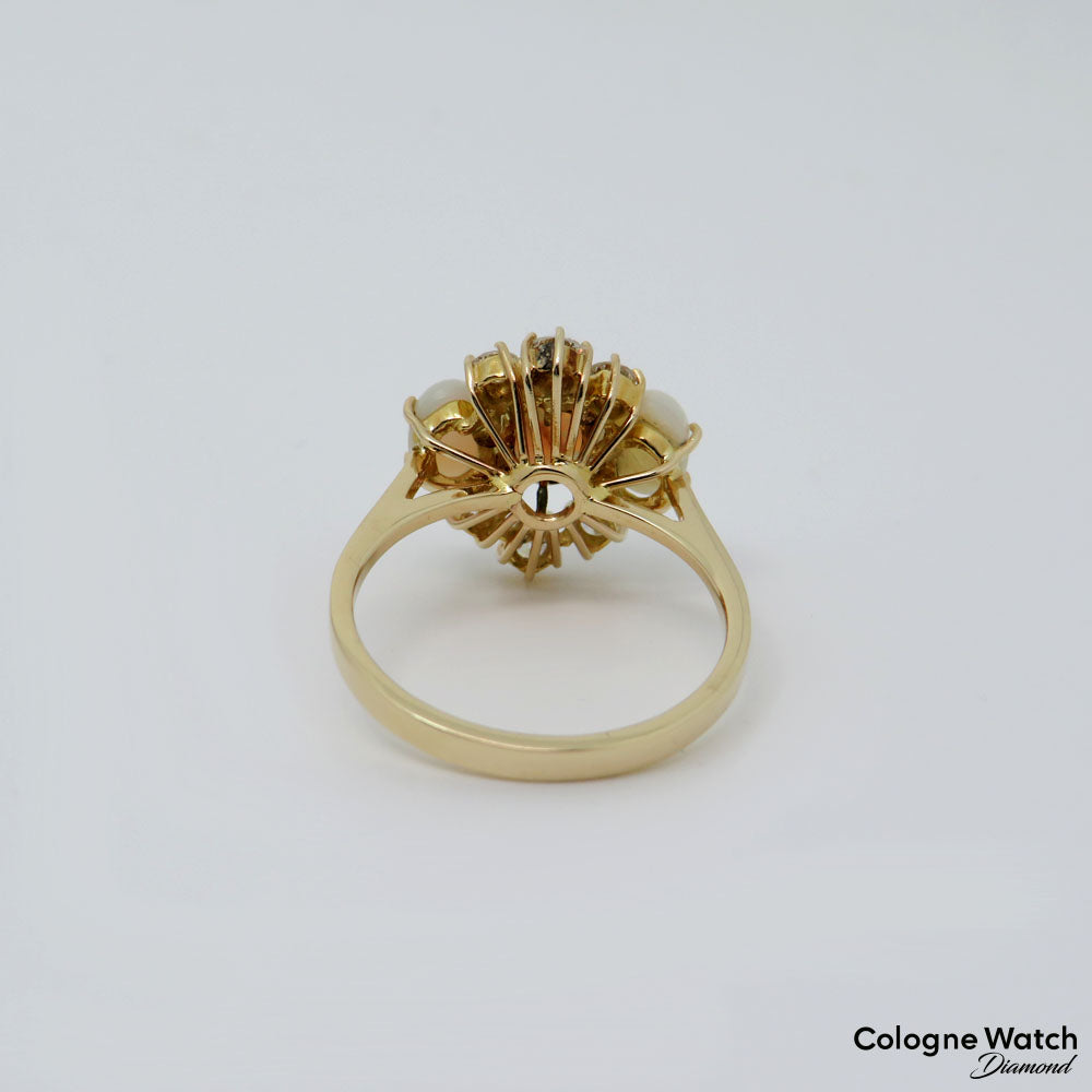 Ring mit ca. 0,30ct W-si Brillant und Opal Besatz in 585/14K Gelbgold Gr. 57