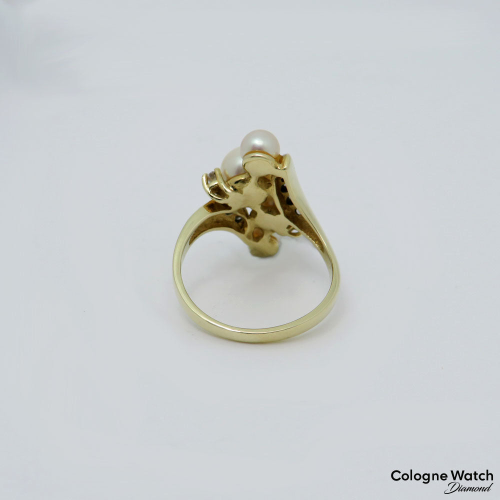 Ring mit 4 Zuchtperlen u. ca. 0,20ct Diamant in 585/14K Gelbgold Gr. 53