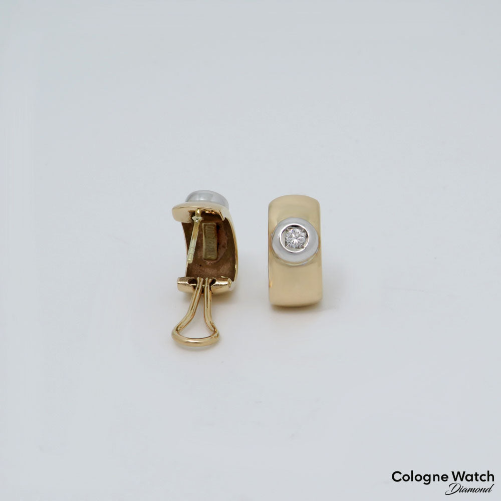 Creolen Ohrringe Clipsteck mit ca. 0,20ct W-si Brillant 585/14K Weiß-/Gelbgold