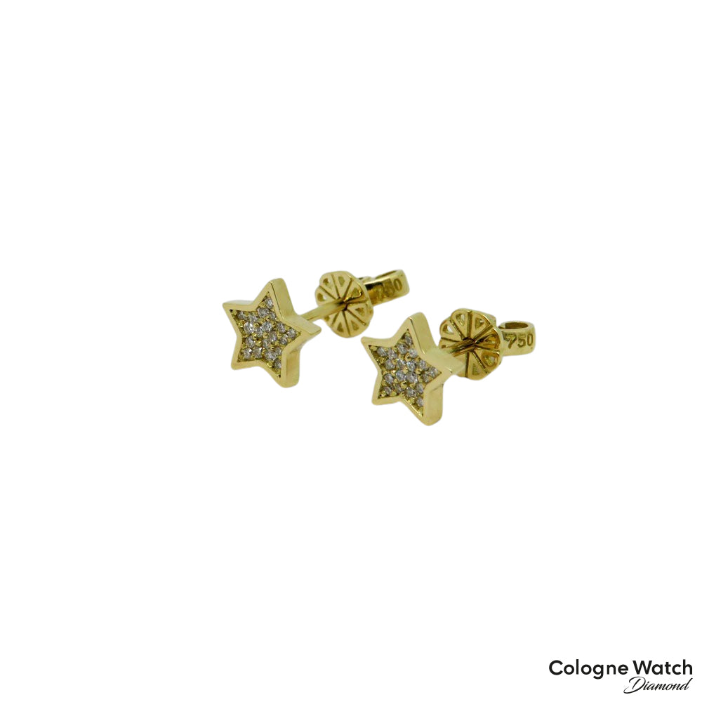 Ohrstecker Sterne mit 0,12ct F-G/si Brillant in 750/18K Gelbgold