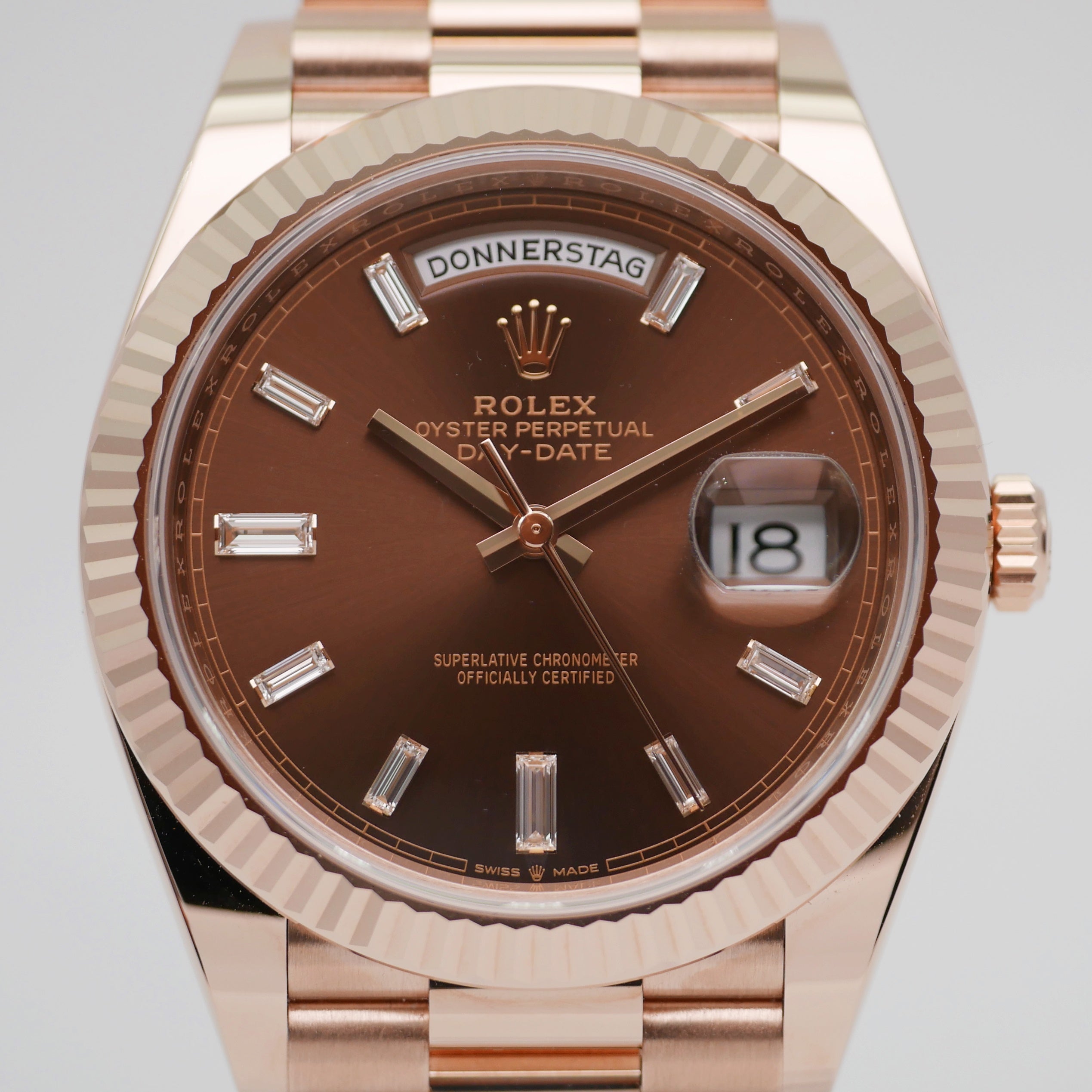 Rolex Day-Date 40 228235 - 2017 Chocolate Baguette Dial