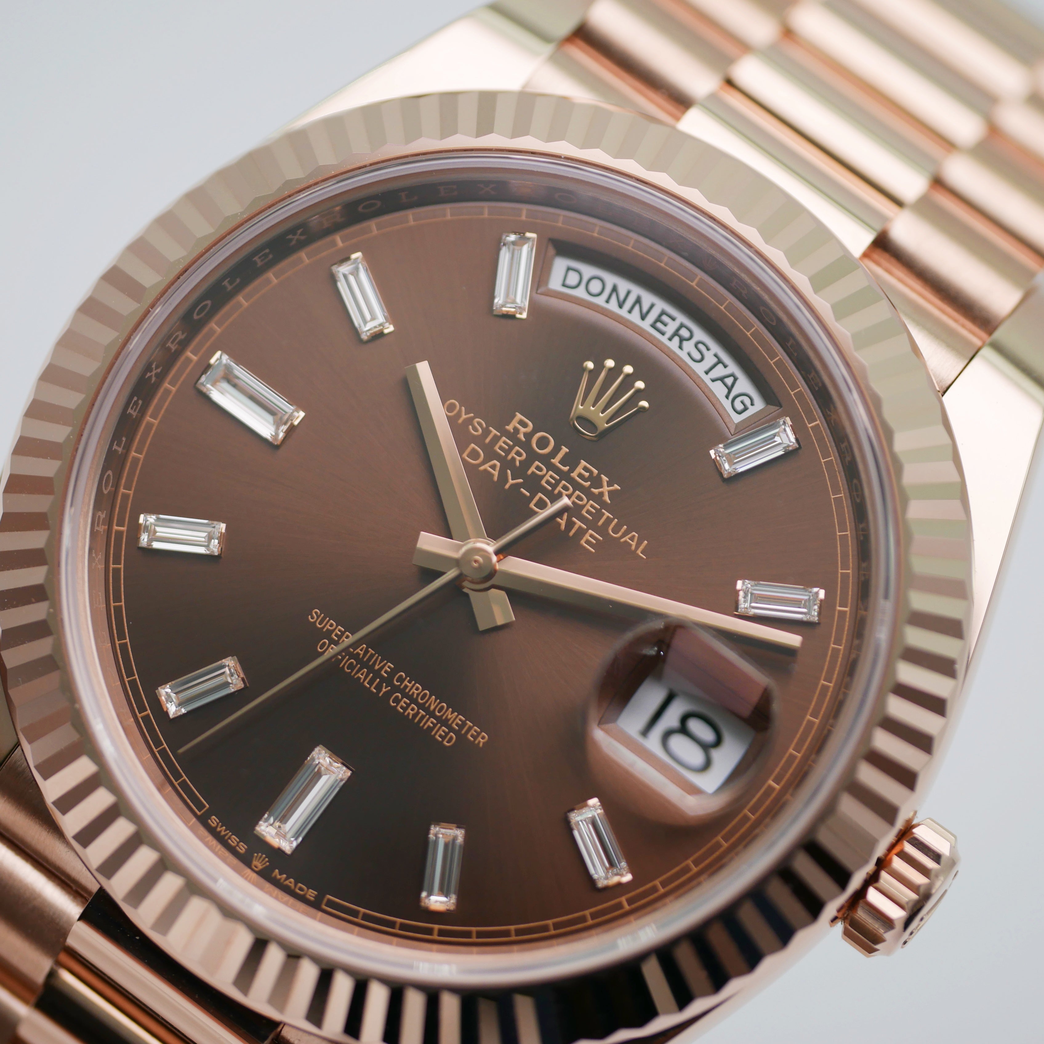 Rolex Day-Date 40 228235 - 2017 Chocolate Baguette Dial